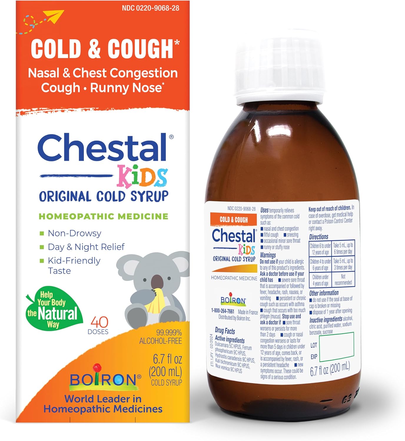 Boiron Chestal Children's Cold and Cough Syrup for Nasal and Chest Congestion, Runny Nose, and Sore Throat Relief - 6.7 Fl oz - Image 2
