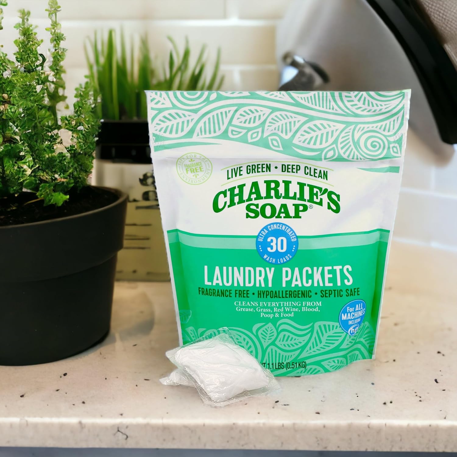 Charlie’s Soap – Fragrance Free Powdered Laundry Detergent Packets – 30 Pods (1 Pack)… - Image 4