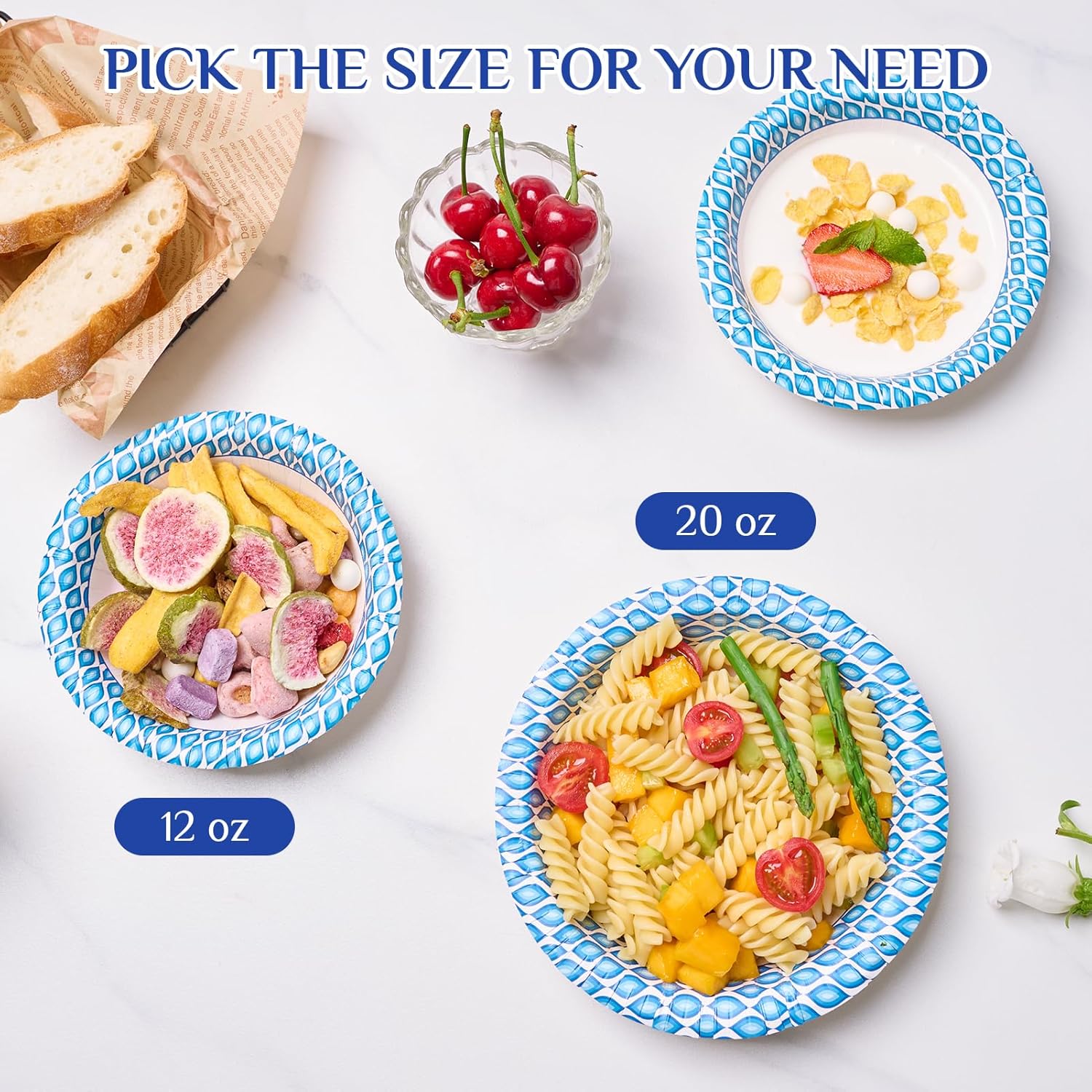 MUCHII 20 Oz Paper Bowls 180 Count Disposable Bowls, Printed Soak Proof Large Bowls for Breakfast, Lunch, and Dinner Meals - Image 6