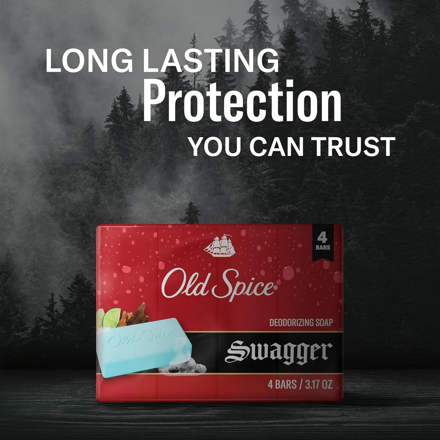 Old Spice Bar Soap for Men, Refreshing Clean to Wash Away Dirt & Odor, Cleansing Formula, Long-Lasting & Confidence-Boosting Fragrance, Swagger with Lime + Cedarwood Scent, 3.17 oz (Pack of 4) - Image 5