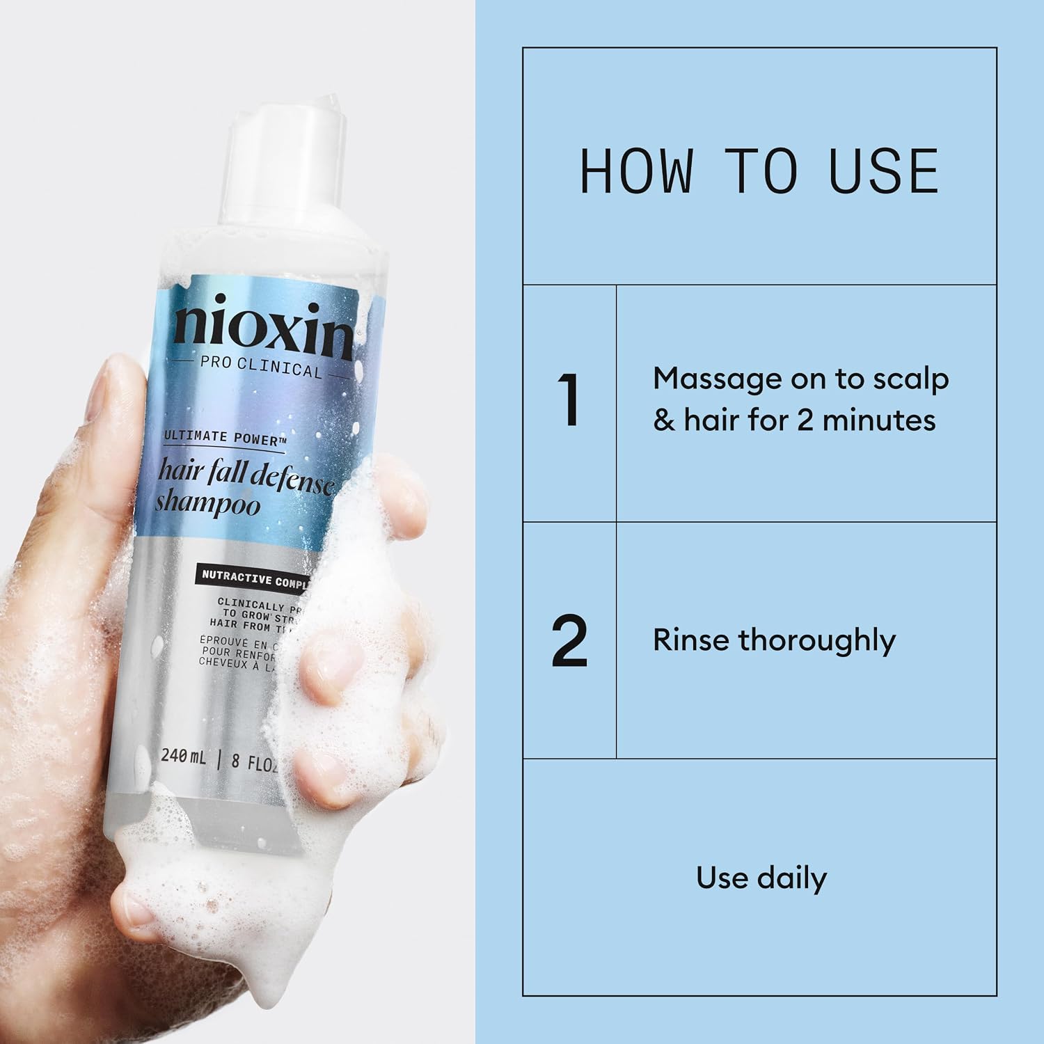 Nioxin Hair Fall Defense Shampoo | Activates Hair Follicles for Visibly Less Hair Loss| With Lauric Acid, Caffeine, Niacinamide and Sandalore - Image 6