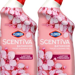 Clorox Scentiva Bathroom Toilet Cleaning Gel, Cherry Blossom and Peach, 24 Fluid Ounces (Pack of 2)