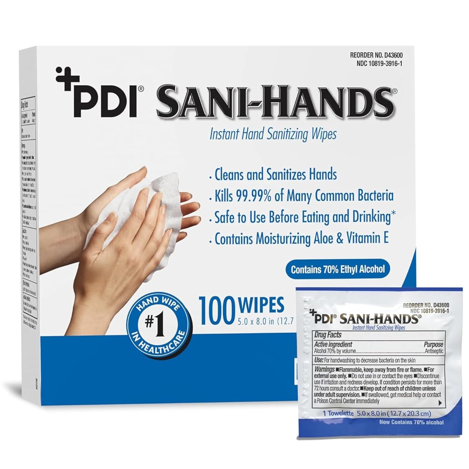Sani-Hands Hand Sanitizer Wipes 100 Packets Per Box - Image 2