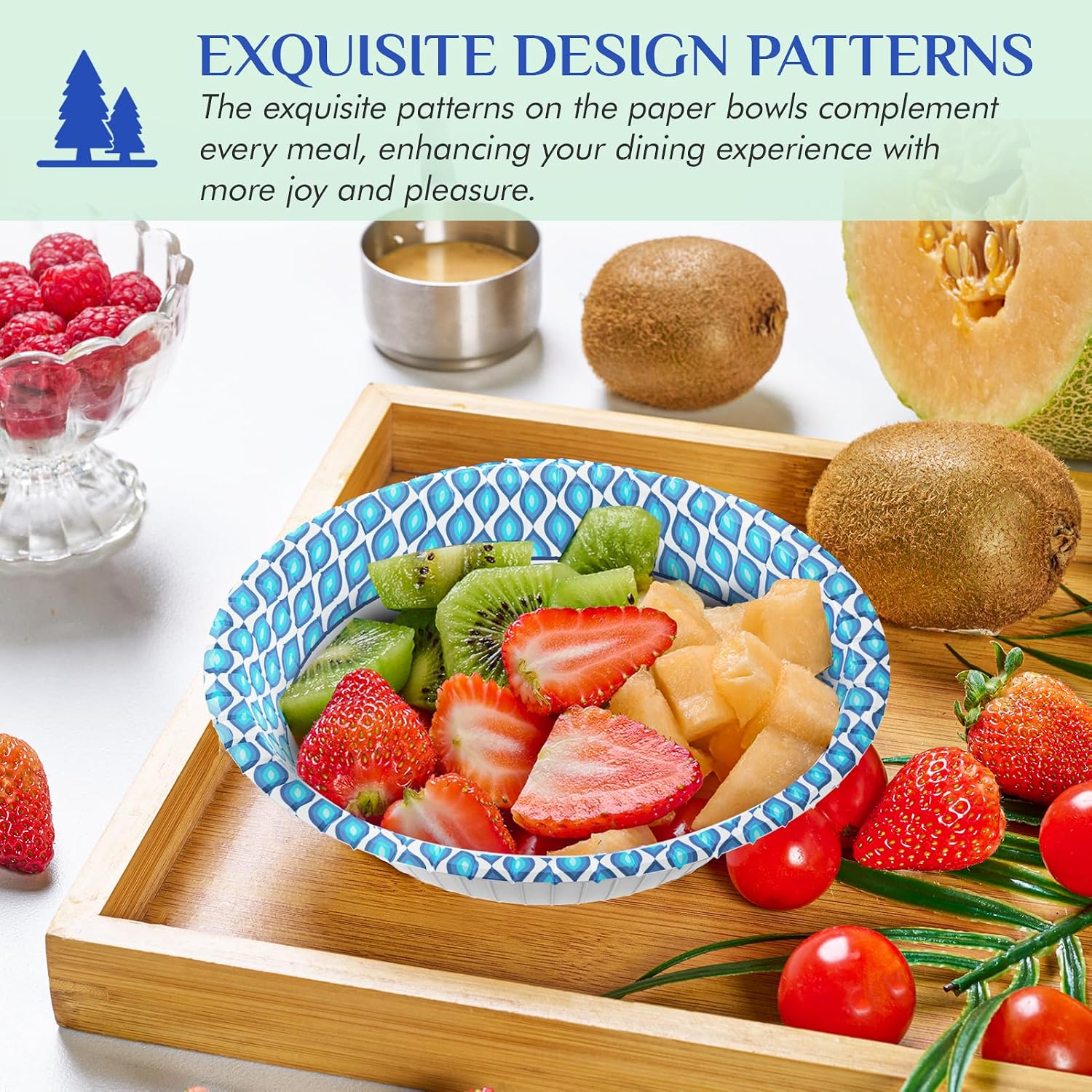 MUCHII 300 Count Paper Bowls 10 Oz Disposable Bowls, Printed Soak Proof Small Bowls for Snacks, Dessert, And Light Lunch Meals - Image 6