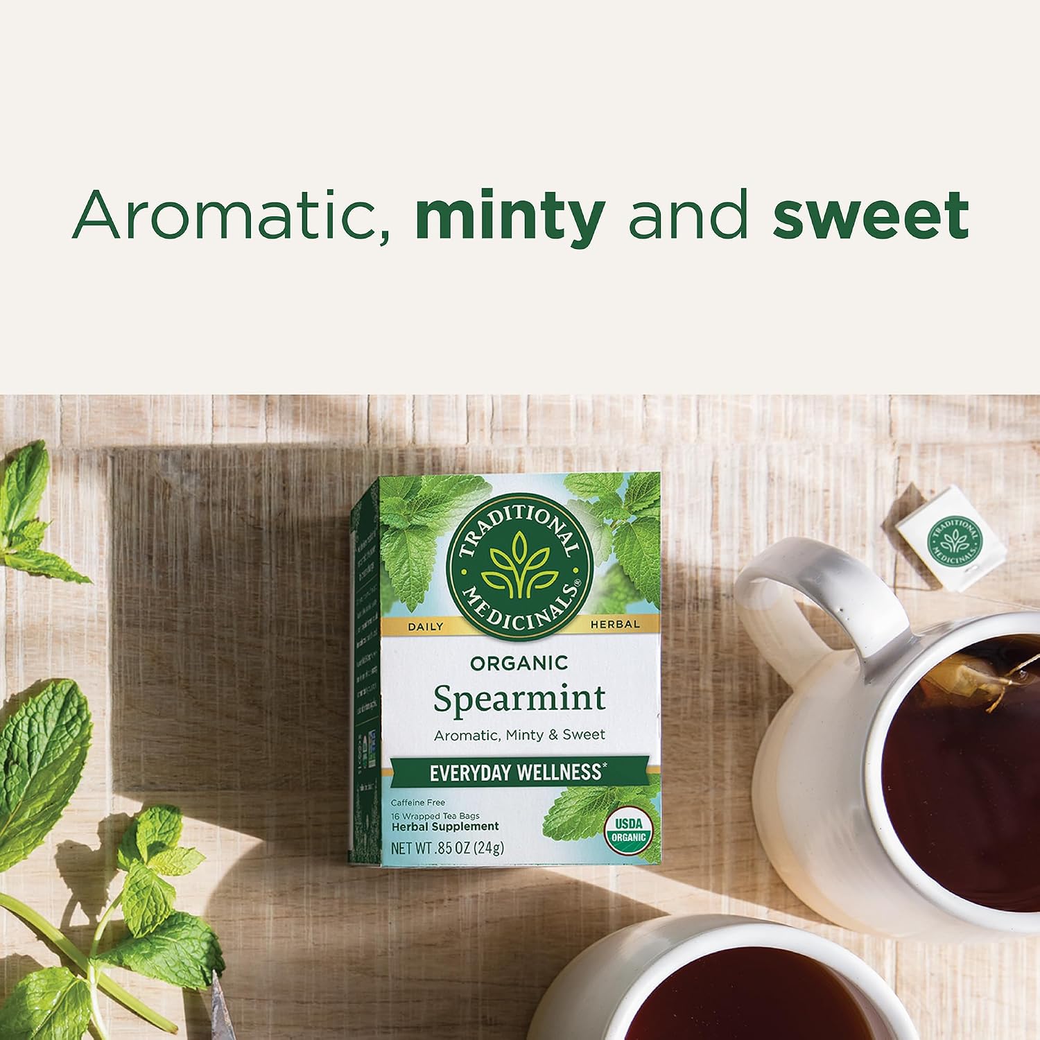 Traditional Medicinals Organic, Spearmint Tea - Supports Everyday Wellness, Healthy & Refreshing - Kosher, Non-GMO, Caffeine-Free, Compostable - 16 Tea Bags - Image 5