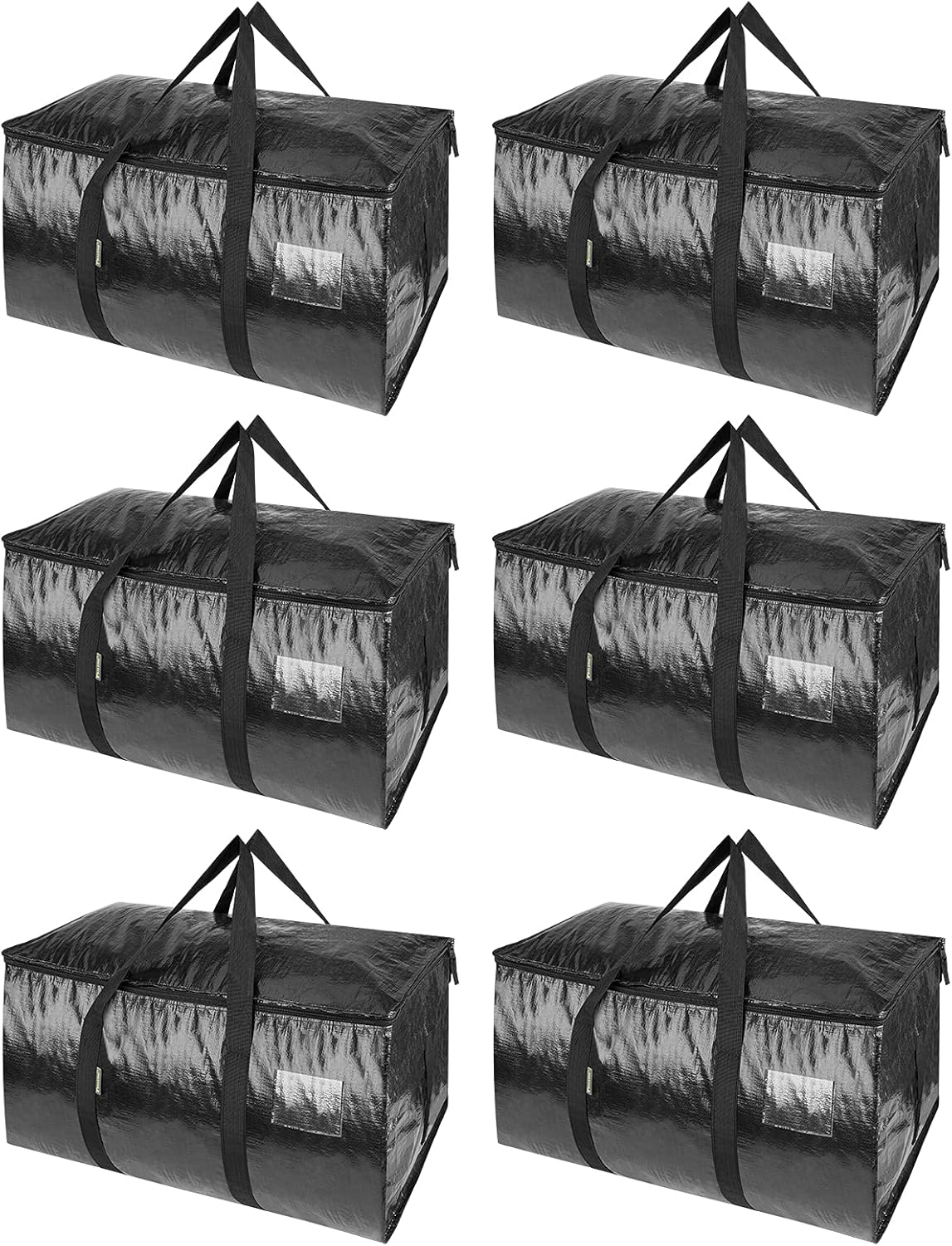 BALEINE 6-Pack Oversized Moving Bags with Reinforced Handles, Heavy-Duty Storage Tote for Clothes, Moving Supplies (Black, 6-Pack) - Image 2