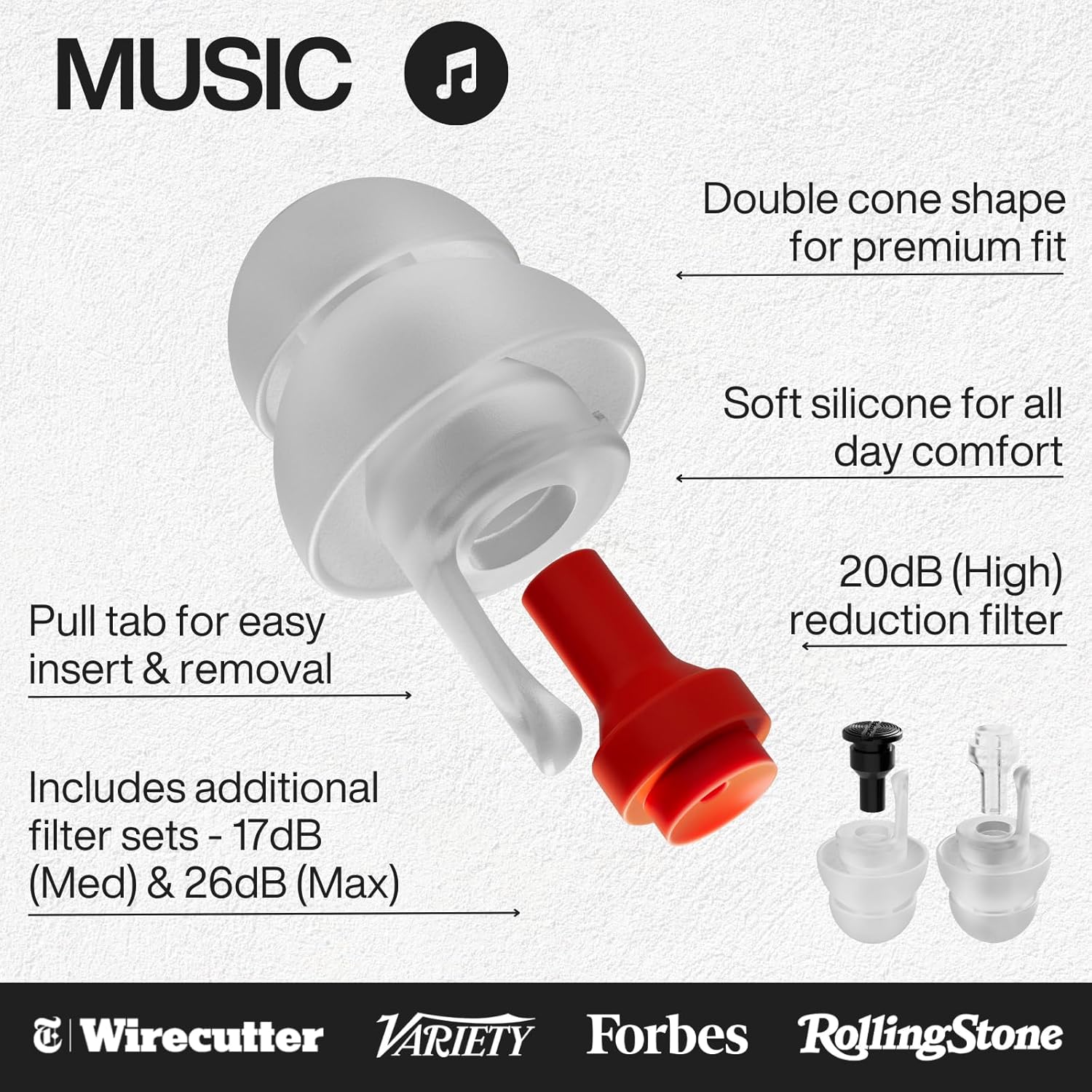 EARPEACE Music - Concert Ear Plugs - Earplugs for Noise Reduction up to 26dB - High Fidelity Ear Plugs for Concerts, Musicians and Live Events - Reusable Earplugs - Includes 3 Filter Sets and Case - Image 3