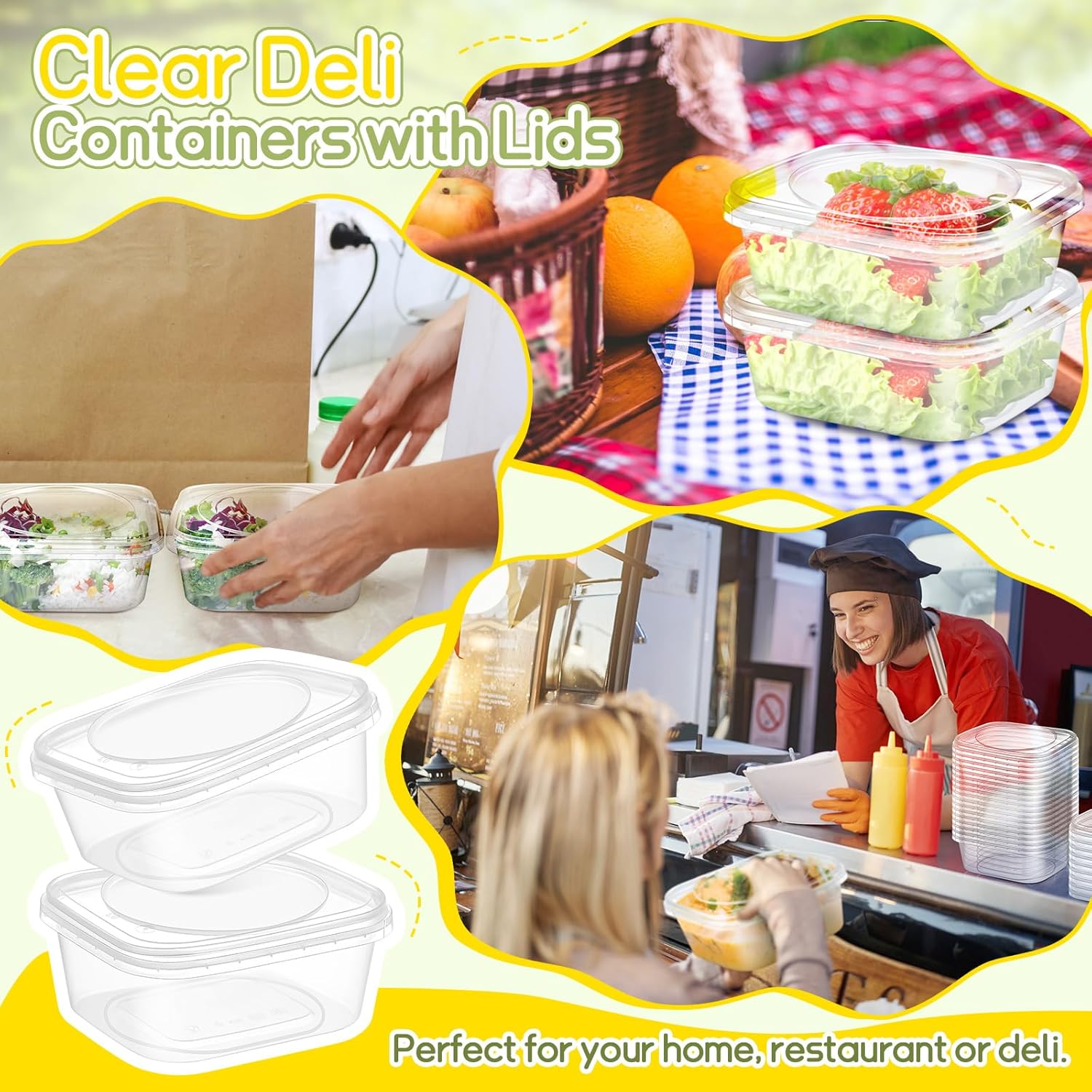 100 Pack 12 oz Deli Containers with Lids, Tamper Proof Leak Resistant Clear Plastic Food Storage Containers, Airtight Meal Prep Container for Soup Salad Tiramisu, Microwave & Dishwasher Safe - Image 4
