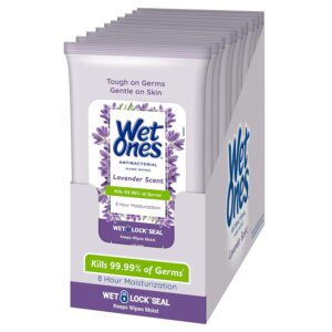 Wet Ones Antibacterial Lavender Hand Wipes | Travel Wipes Case, Moisturizing | 20 ct. Travel Size Wipes (10 pack)