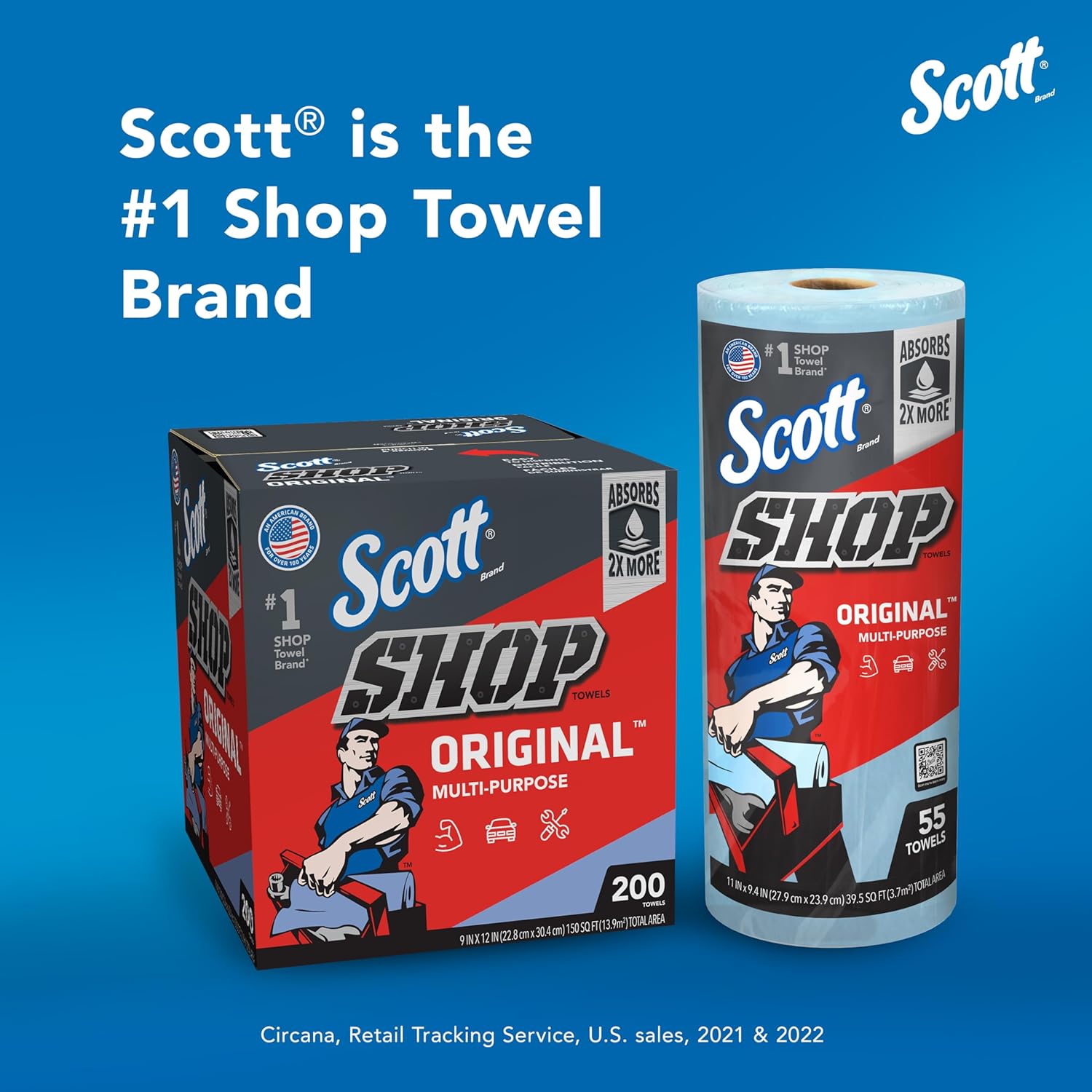 Scott Shop Original Blue Towels (75190), 9"x12" Cloth-like Paper Towel (8 Boxes of 200 Sheets, 1,600 Sheet Total) - Image 3