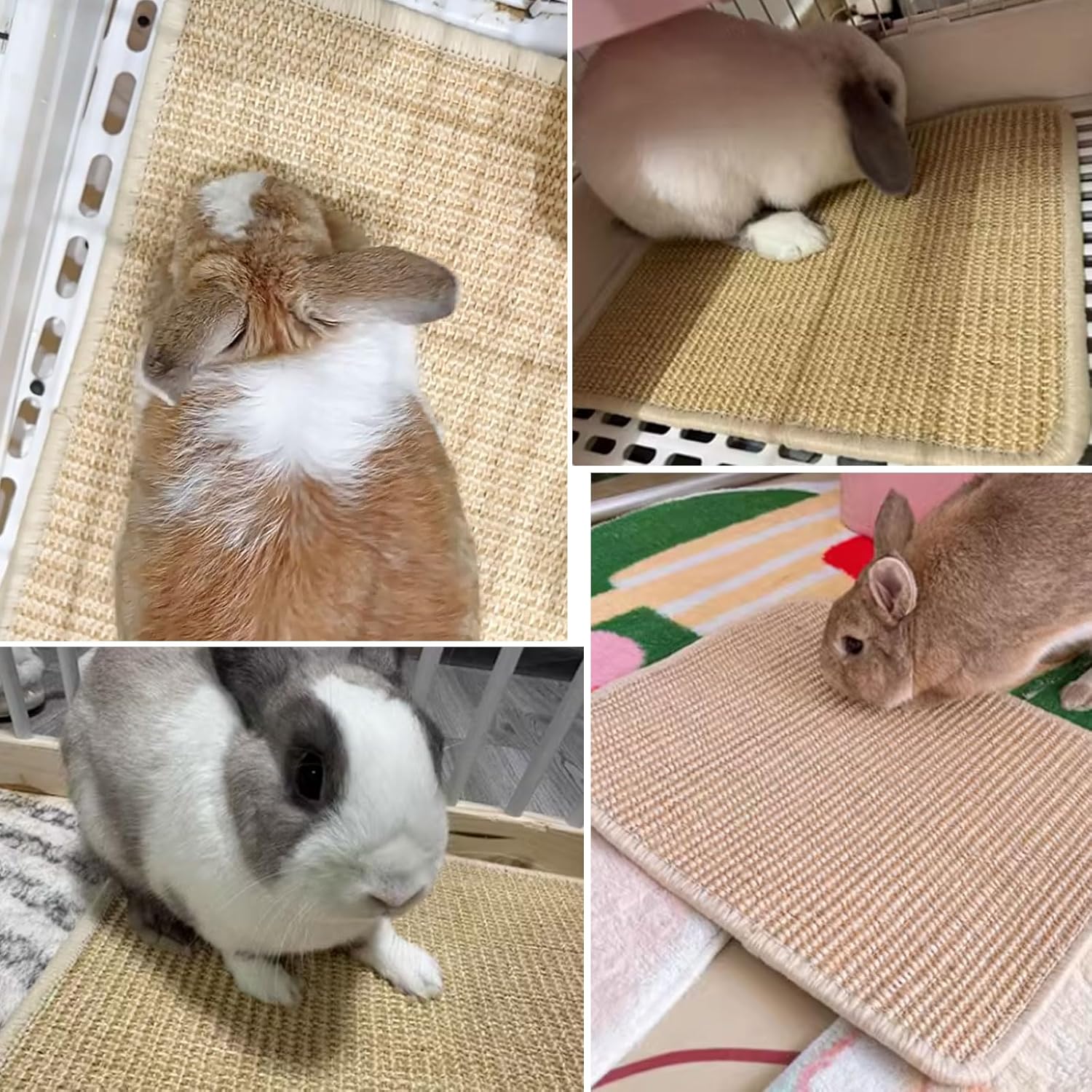 Oncpcare 2PCS Rabbit Scratch Mat Natural Bunny Scratching Pad Claws and Teeth Care Rabbit Mats for Cages Chew Toys for Bunny Pet Cage Bedding for Biting Sleeping Nesting, 16x12 - Image 7