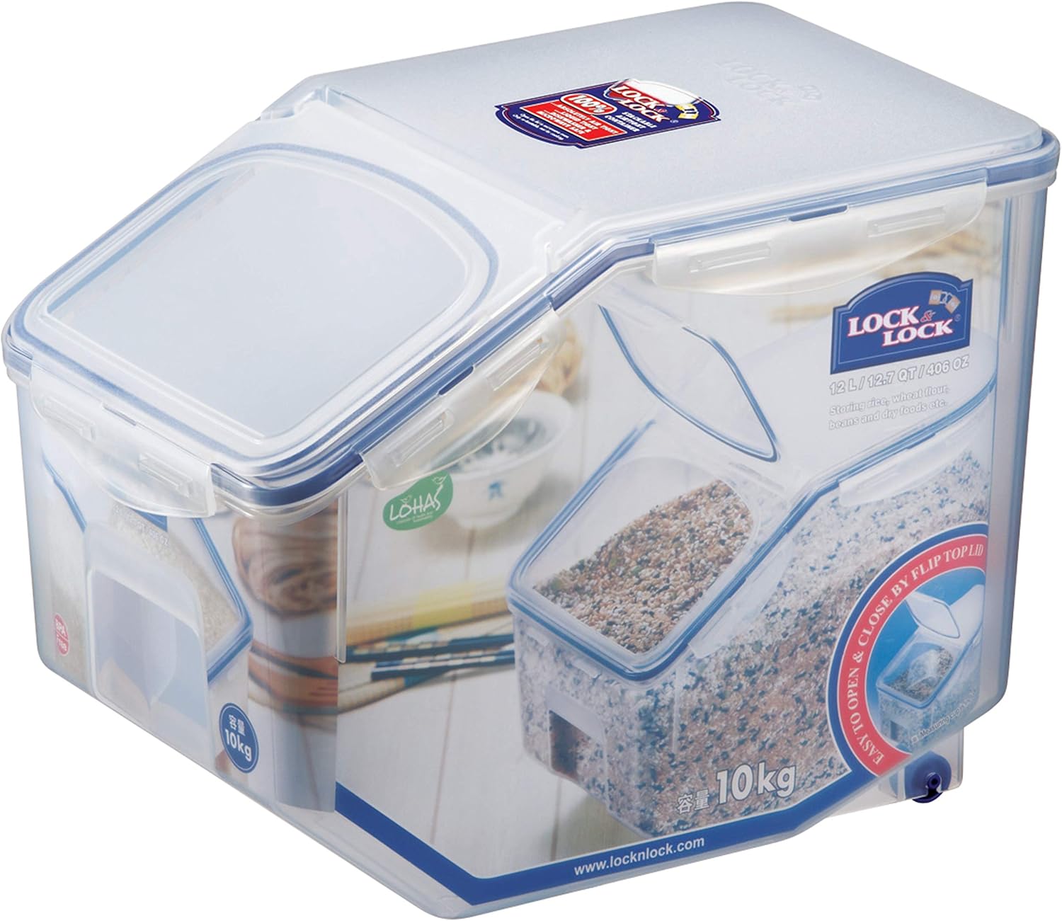 Lock & Lock Bulk Storage Bins Food Storage Container with Wheels (50.72-Cup) - Image 12