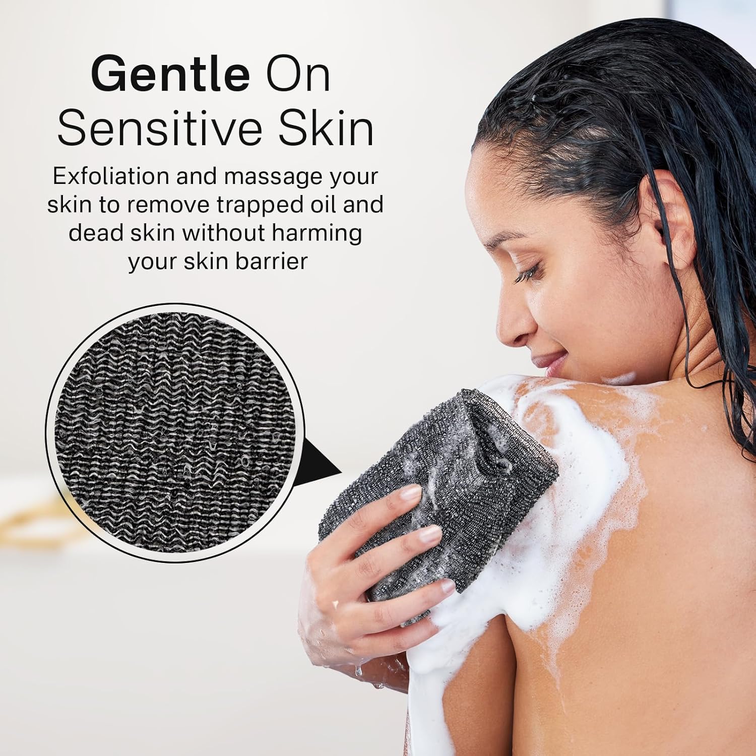 Yiclick 3 PCS Exfoliating Washcloth Towels - Exfoliating Body Scrubber Exfoliator, Back Scrubber for Shower Bath Use, Japanese & Korean Scrub Wash Cloths, Loofah Lufa Sponge Washer for Women Men - Image 4