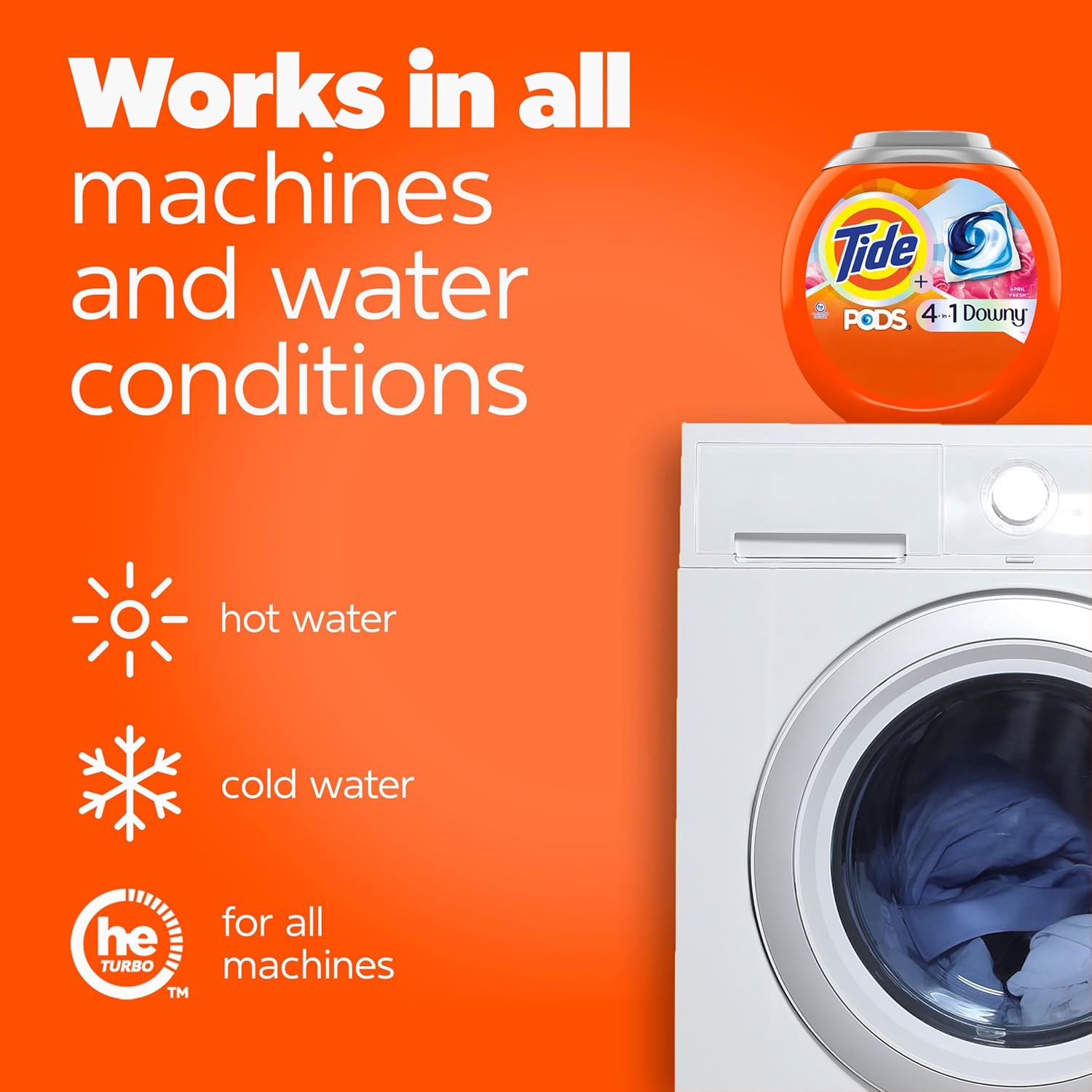 Tide PODS Laundry Detergent Soap with Downy 4-in-1 Stain Remover Freshness Softness Detergent pacs, April Fresh Scent, 57 Count - Image 11