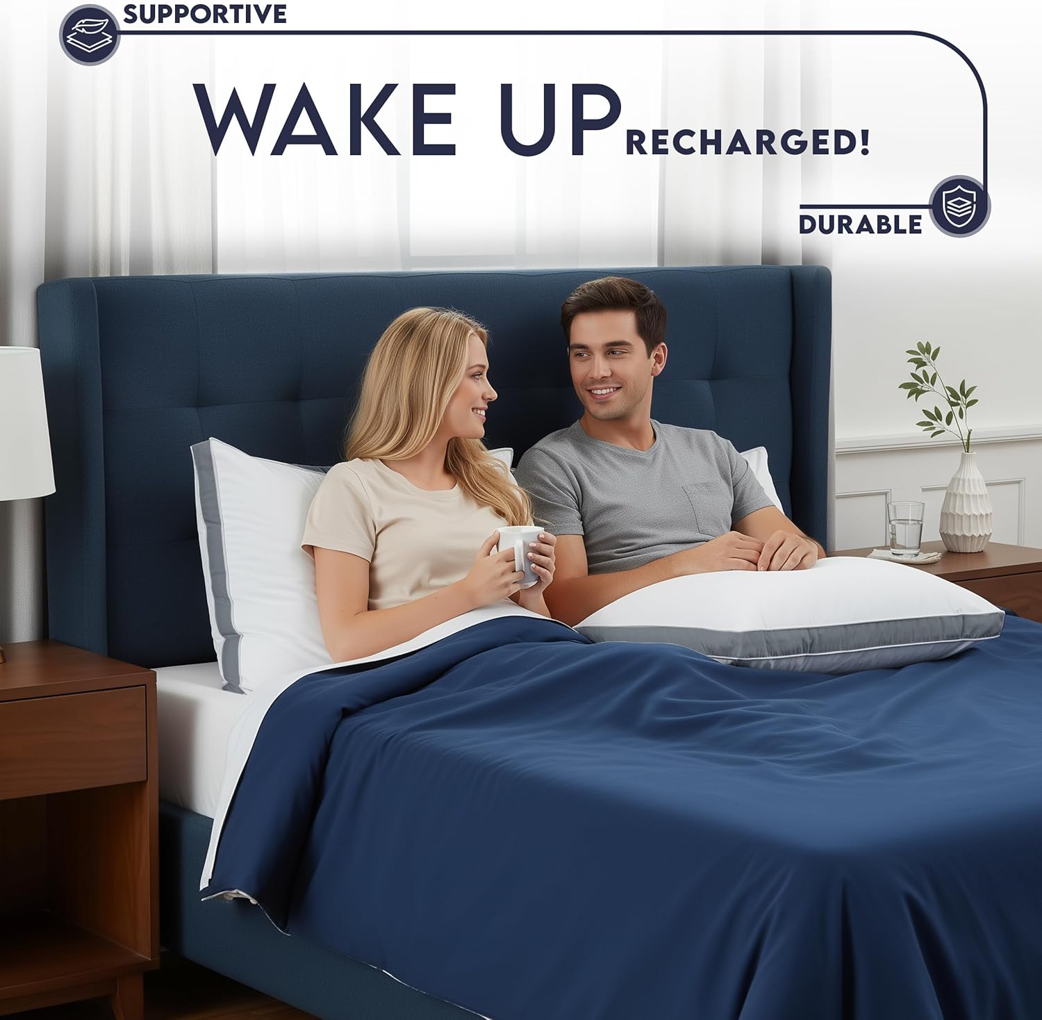 Utopia Bedding Bed Pillows for Sleeping King Size (Grey), Set of 2, Soft & Fluffy Pillow with Down Alternative Filling, Cooling, Hotel Quality, Gusseted Pillow for Back, Stomach or Side Sleepers - Image 9