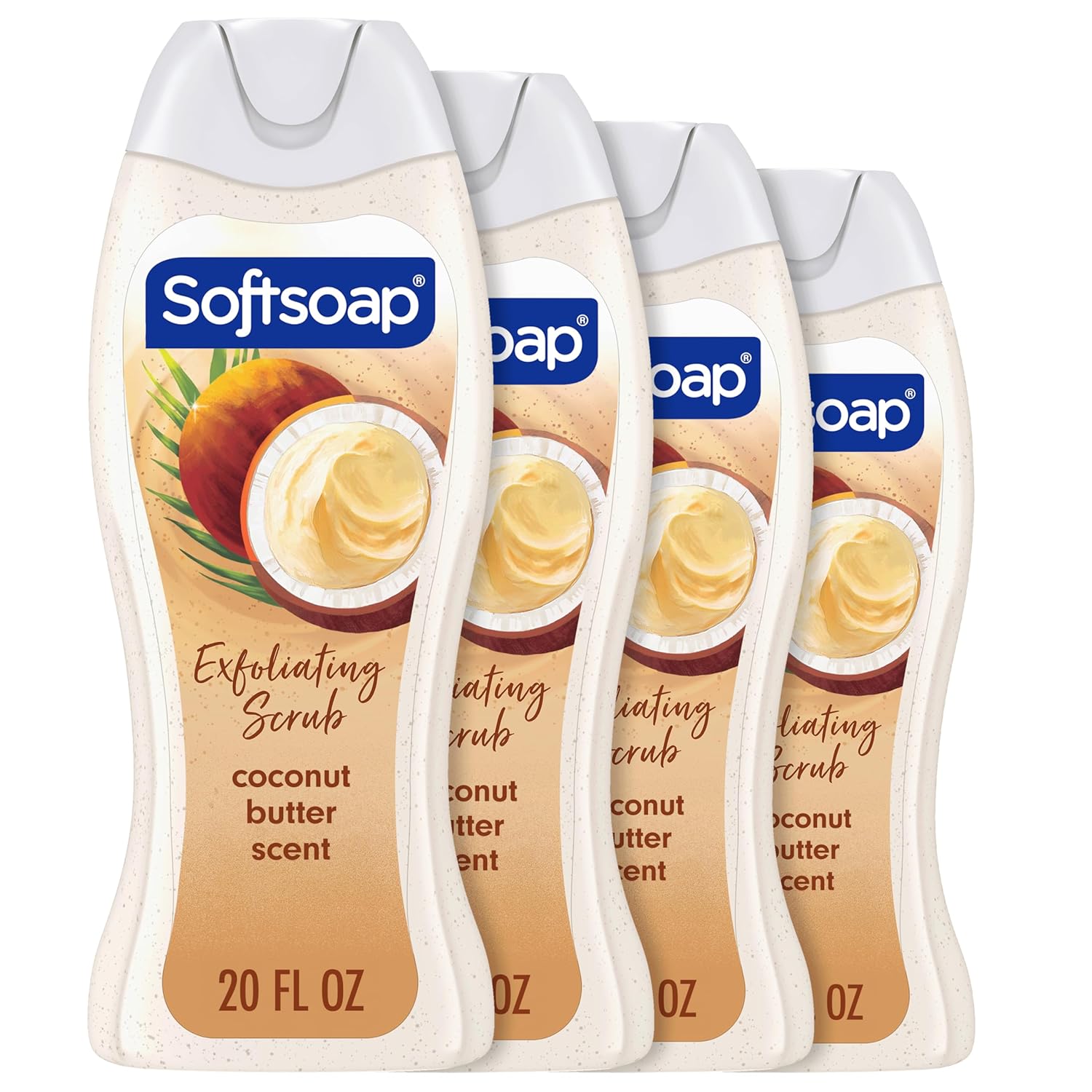 Softsoap Body Wash, Coconut Butter Scrub , Exfoliating Body Wash, 20 Ounce, 4 Pack - Image 2