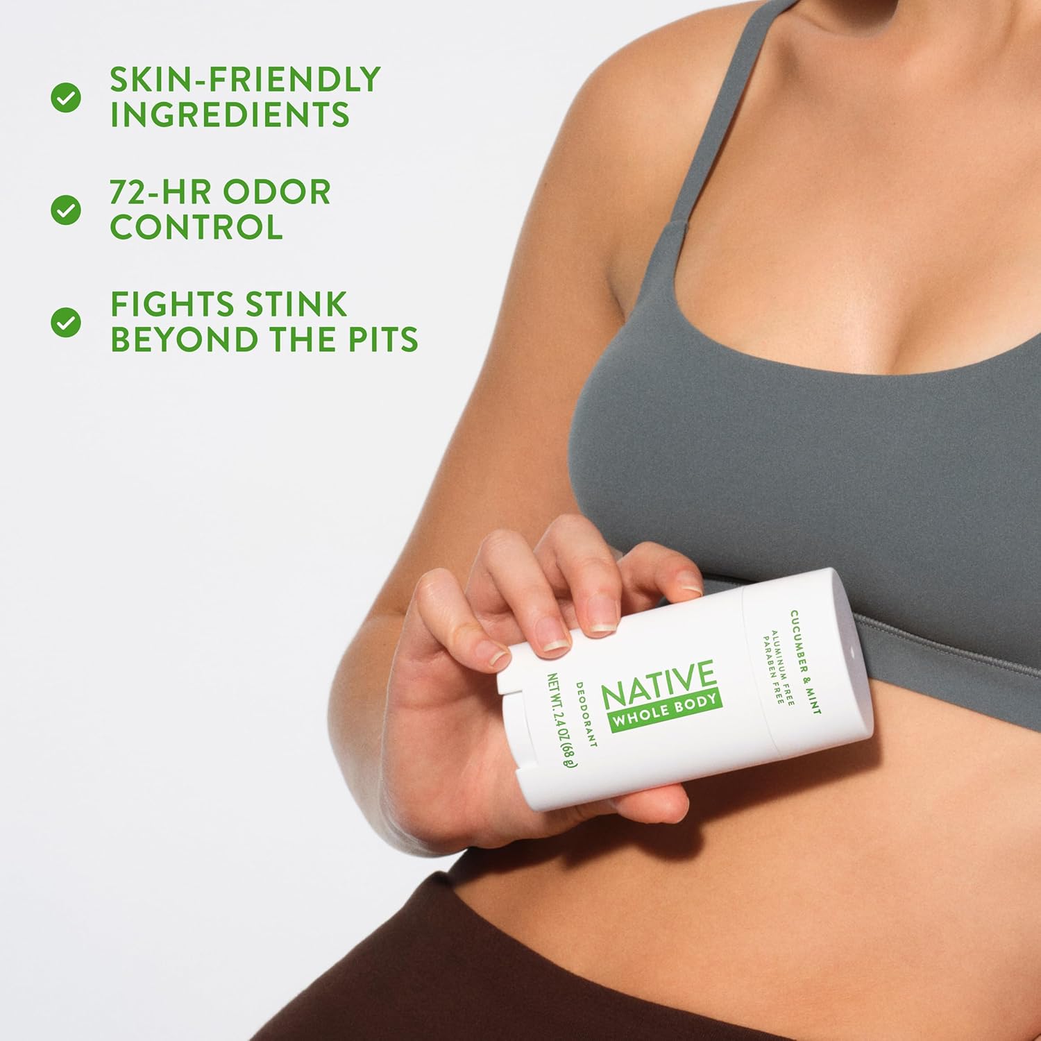 Native Whole Body Deodorant, Cucumber & Mint Scent, 72 Hour Odor Protection for Pits, Privates & More, Aluminum Free Deodorant for Men & Women with Coconut Oil & Shea Butter, 2.3oz - Image 8