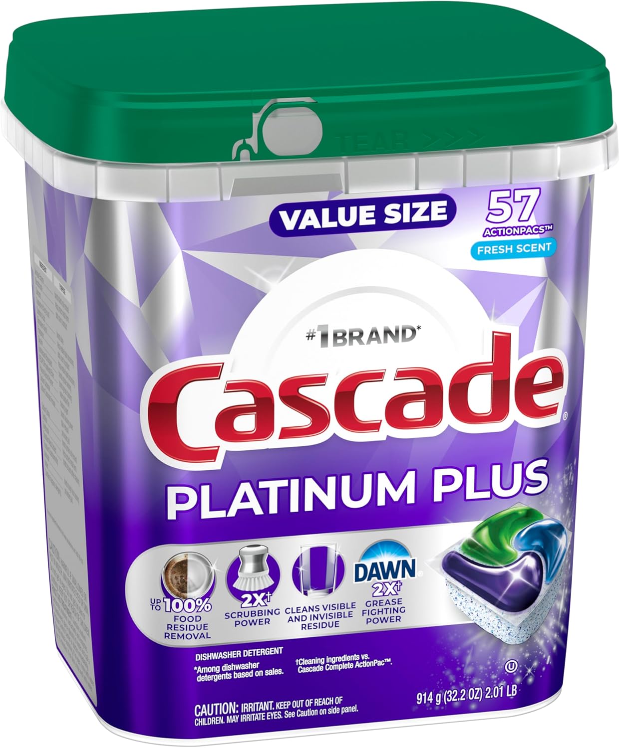 Cascade Platinum Plus Dishwasher Pods, Dishwasher Detergent, Dish Detergent Soap, Fresh, 57 Count - Image 12