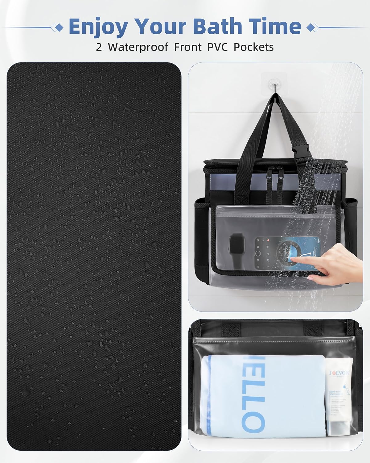 Marscamd Hanging Shower Caddy Organizer Bag for Travel with Hanging Hook, Quick Dry Mesh Bathroom Caddy Toiletry Bag with Handle for College, Dorm, Gym, Camping, Black - Image 4