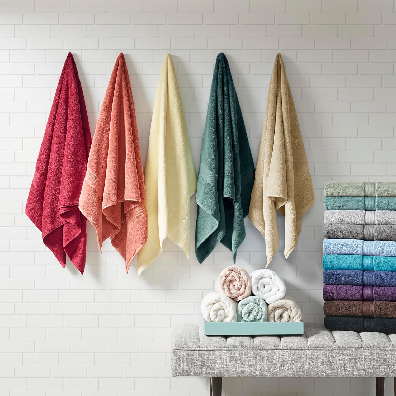 Madison Park 800GSM Bathroom Towel Set of 8 100% Cotton Bath Towel Set for Bathroom Luxurious Highly Absorbent 2 Bath Towels 2 Hand Towels 4 Washcloths Quick Dry Spa Quality Light Blue - Image 6