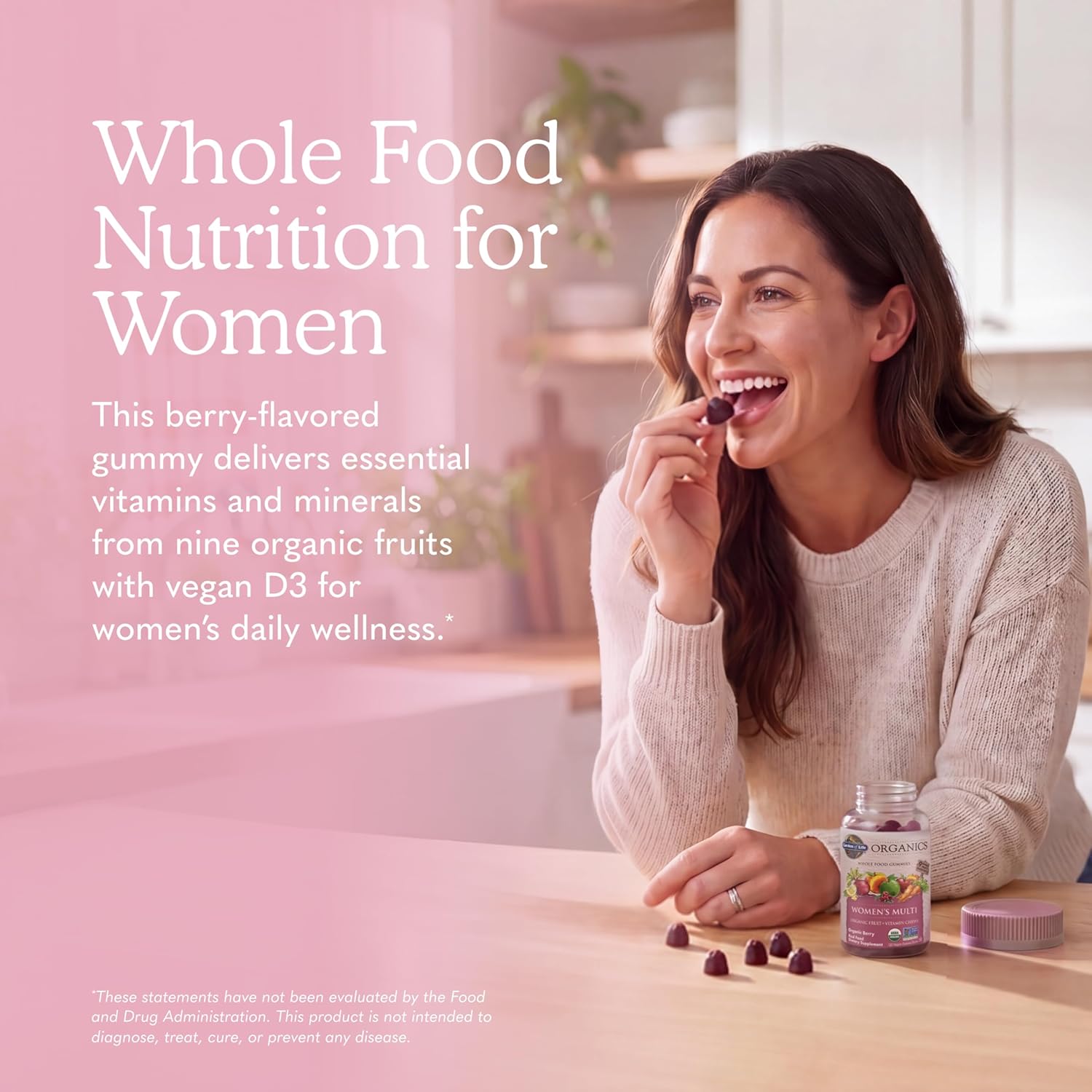 Garden of Life Organics Women's Gummy Vitamins - Berry - Certified Organic, Non-GMO, Vegan, Kosher Complete Multi - Methyl B12, C & D3 - Gluten, Soy & Dairy Free, 120 Real Fruit Gummies - Image 3