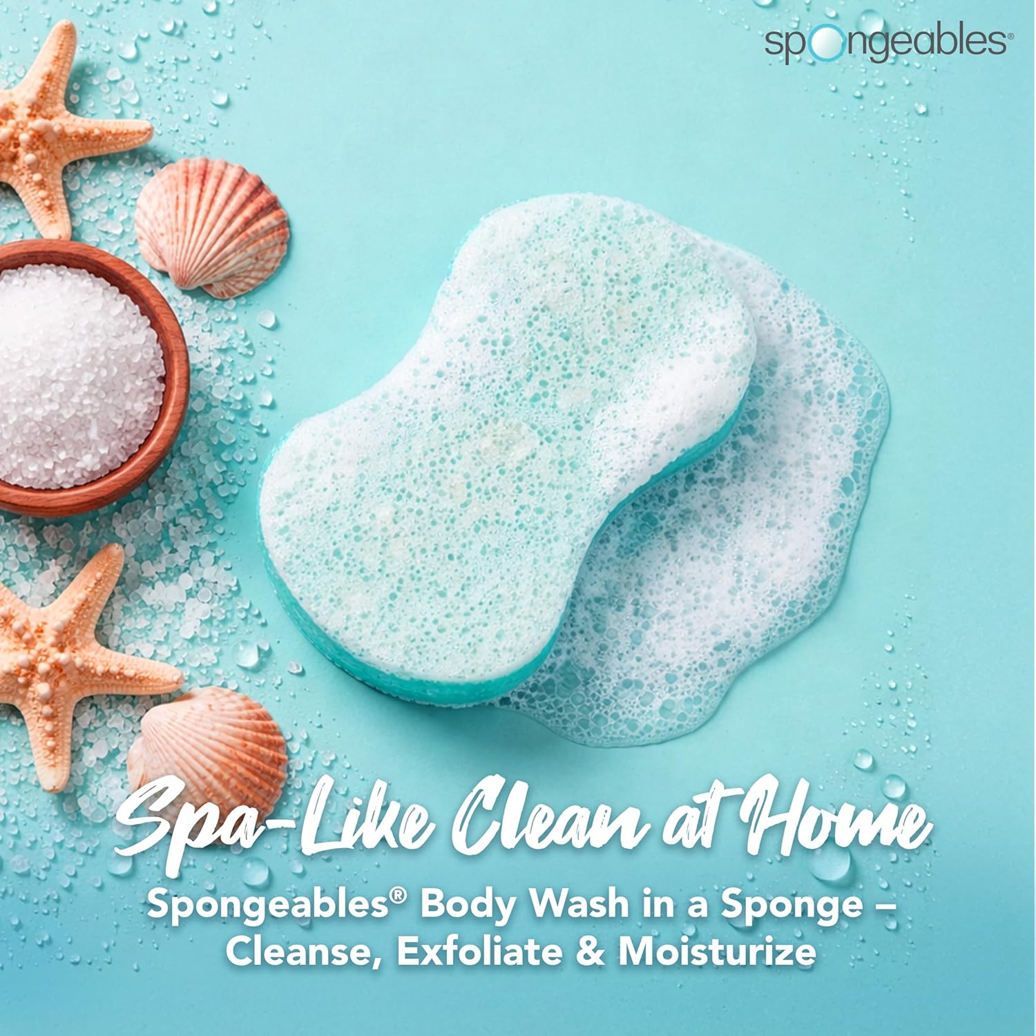 Spongeables Body Wash in a 20+ Wash Sponge, Sea Salt, 3 Count - Image 3