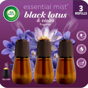 Air Wick Essential Mist Scented Oil Air Freshener Diffuser Refills, Black Lotus and Violet, 3 Count