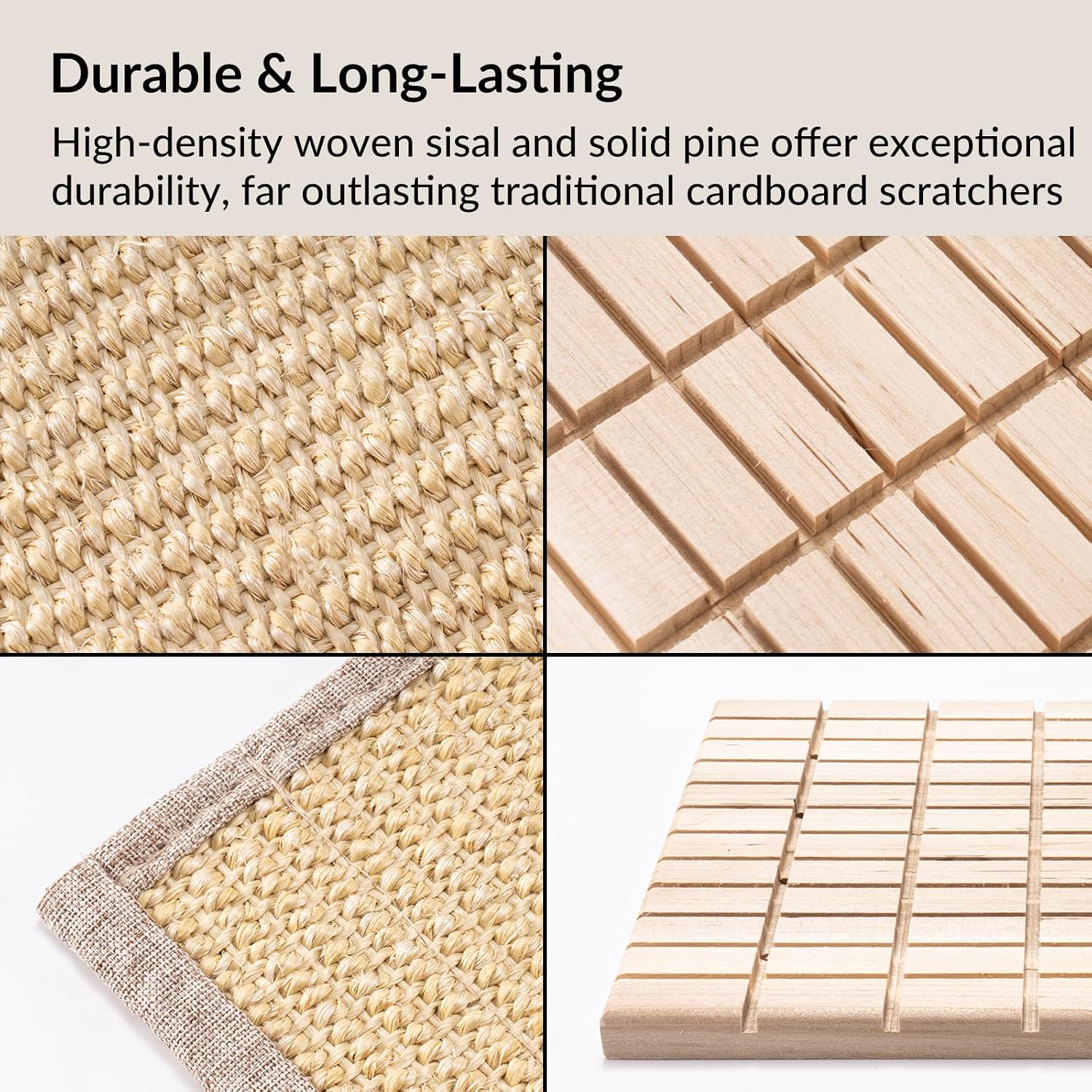 2 PCS, Rabbit Sisal Scratching Mat & Pine Wood Board Set, Indoor Natural Bunny Scratching Pad Toys, Bunny Bed and Bedding, for Claw Grinding & Boredom Relief, for Guinea Pigs, Chinchillas, Hamsters - Image 7