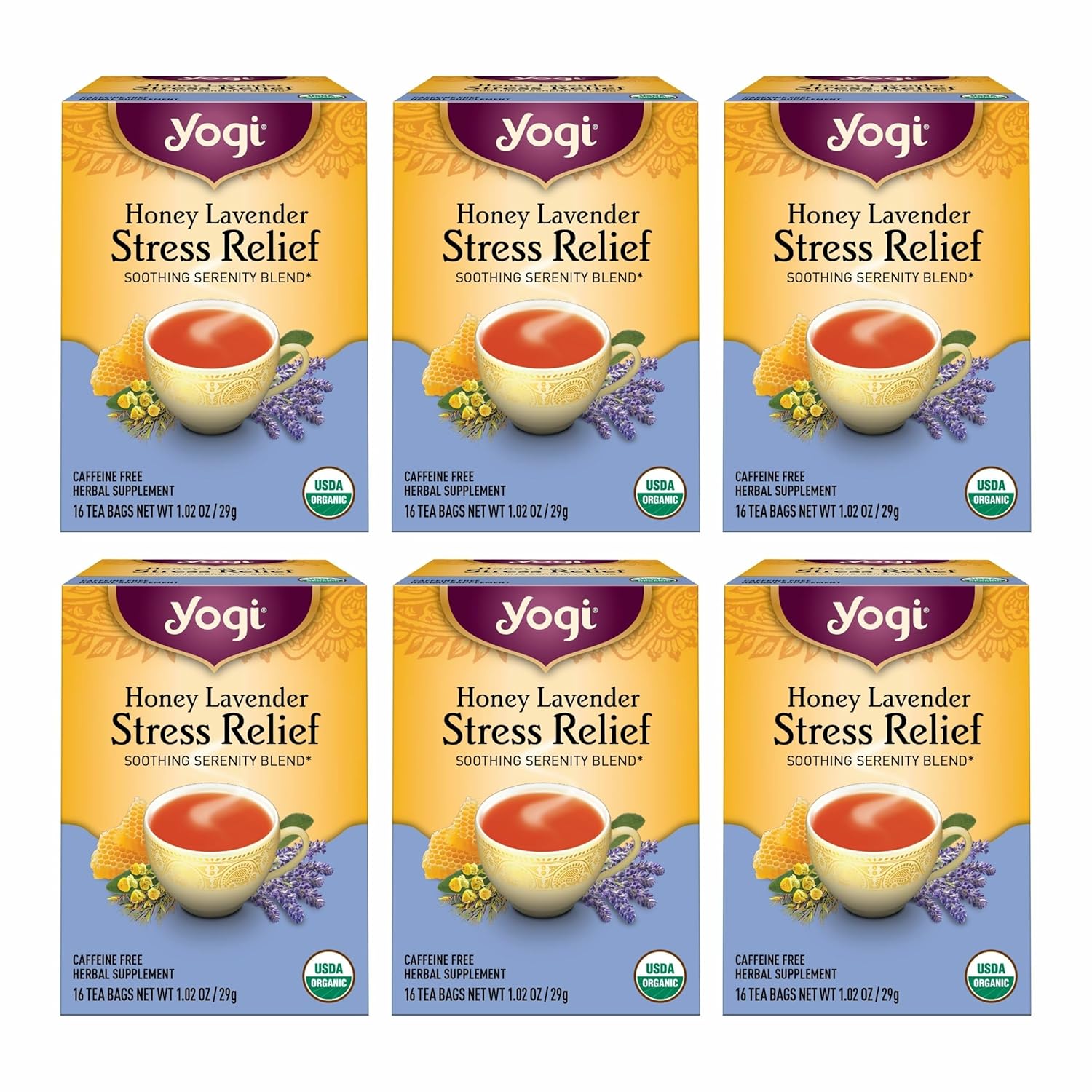 Yogi Tea Honey Lavender Stress Relief Tea - 16 Tea Bags per Pack (6 Packs) - Organic Chamomile Lavender Tea - Includes Lemon Balm, Lemongrass, Spearmint Leaf, Peppermint Leaf, Honey Flavor & More - Image 2