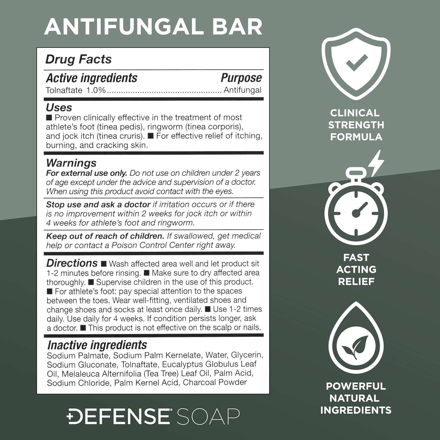 Defense Antifungal Bar Soap | Jock Itch, Ringworm, Athlete's Foot, Skin Fungus | Medicated Anti Fungal Treatment (One Bar, No Case) - Image 8