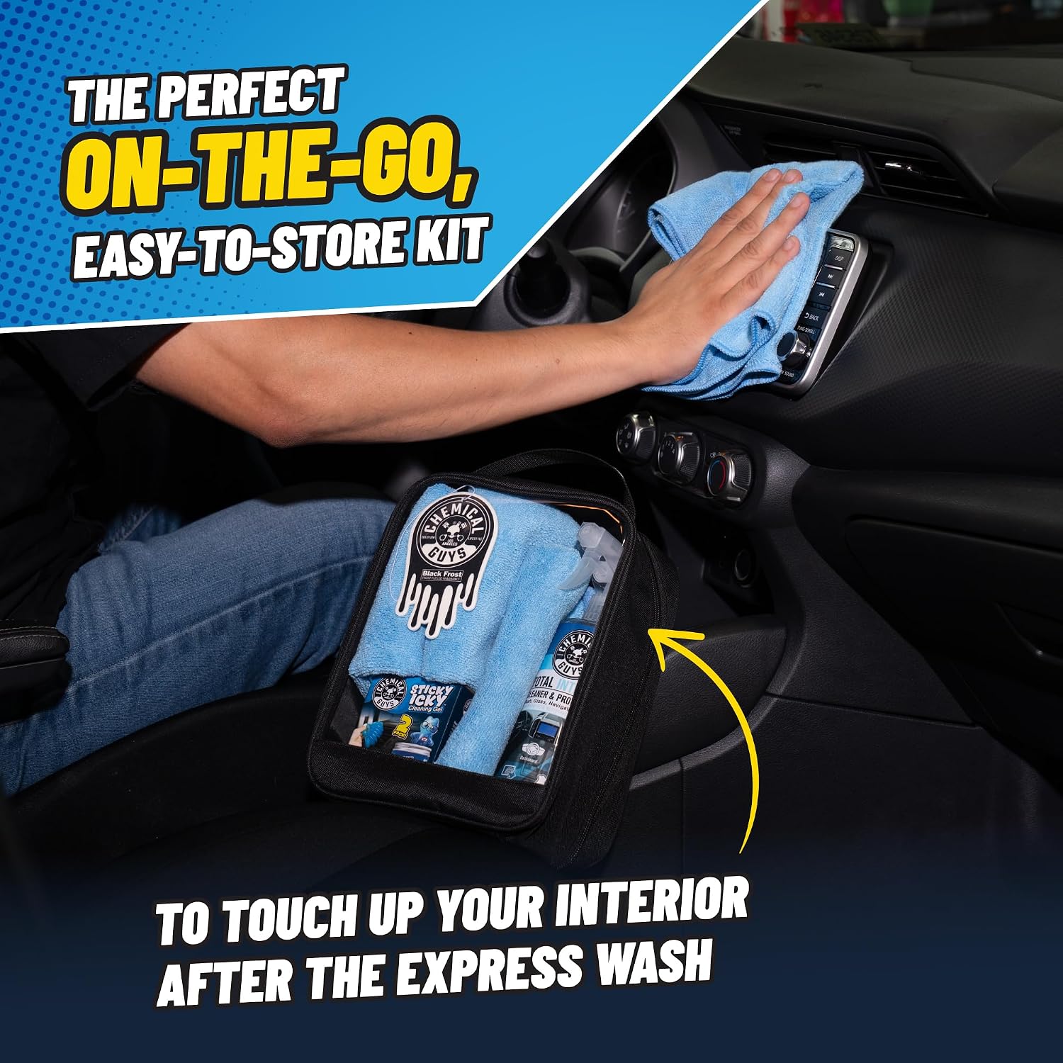 Chemical Guys Interior On The Go Car Wash Kit with Car Interior Cleaners & Protectants, Easy On The Go Car Detailing Kit - Image 4