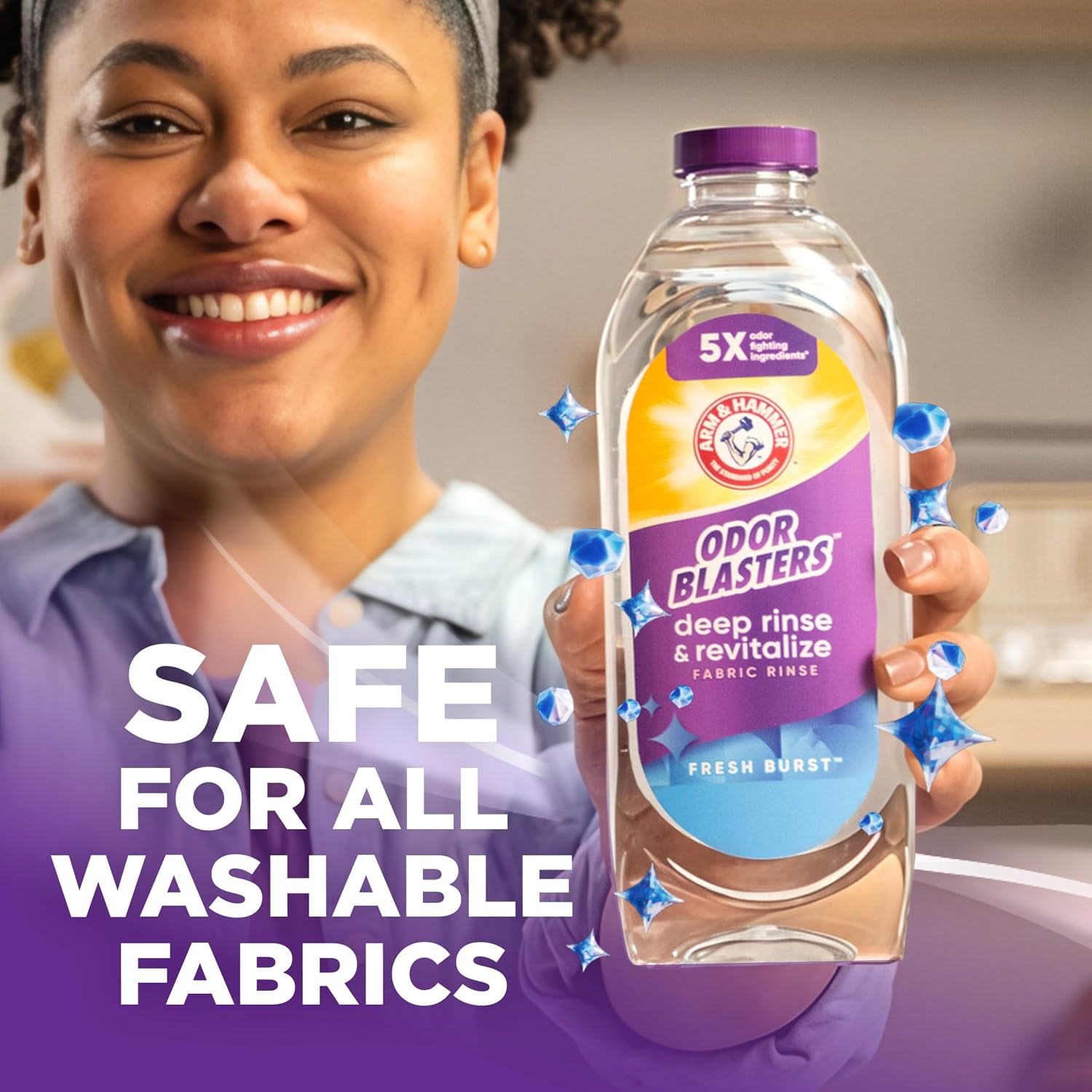 ARM & HAMMER Odor Blasters Deep Rinse and Revitalize Fabric Rinse, Laundry Additive, Eliminates Sweat and Musty Odors, Fresh Burst Scent, 50 fl oz - Image 9