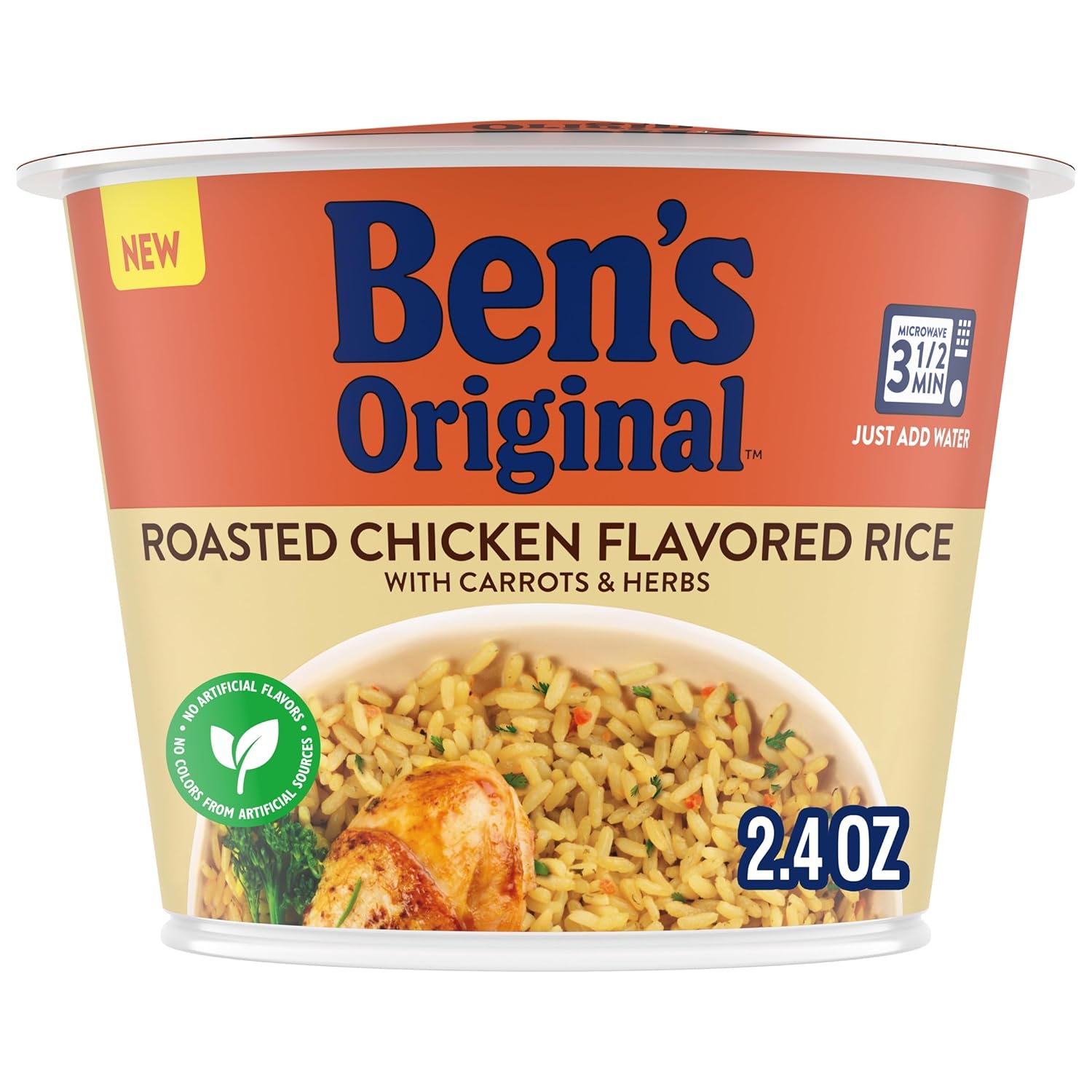 BEN'S ORIGINAL Roasted Chicken Flavored Rice Single Serve Cup, Snack or Side, Microwave in 3.5 Minutes, 2.4 oz (Pack of 8) - Image 2