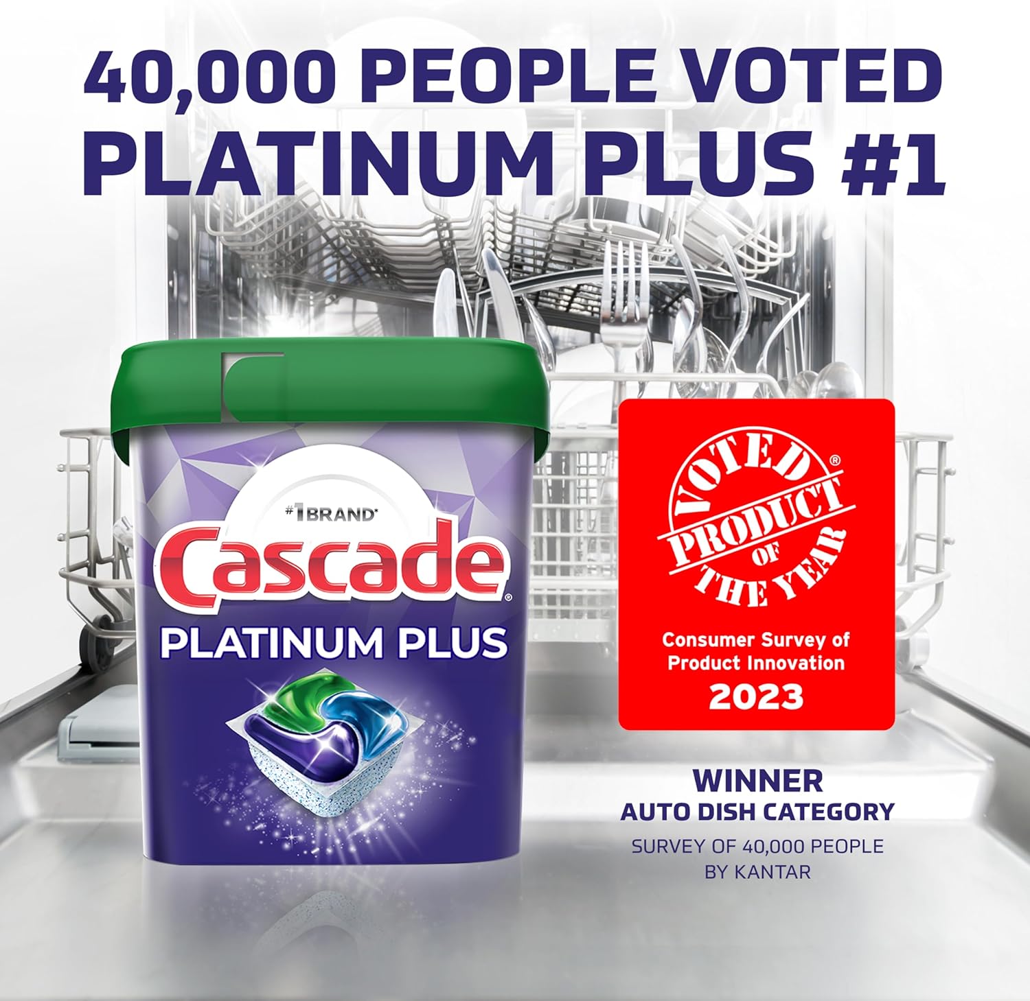 Cascade Platinum Plus ActionPacs Dishwasher Detergent Pods, Dishwasher Soap, Cleaning Supplies, Mountain, 62 Count - Image 9