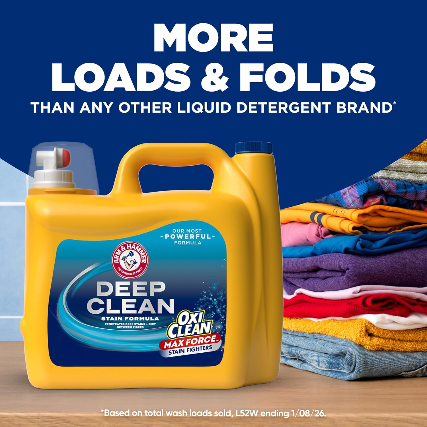 ARM & HAMMER Plus OxiClean Max Force Deep Clean Stain Formula Liquid Laundry Detergent, Sparkling Clean Scent, 150 Fl Oz, 100 Loads - Image 5