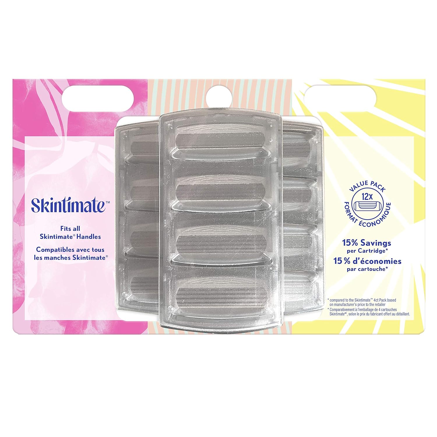 Skintimate 4-Blade Razor Refill Cartridges with Aloe and Vitamin E, 12 Count - Image 2