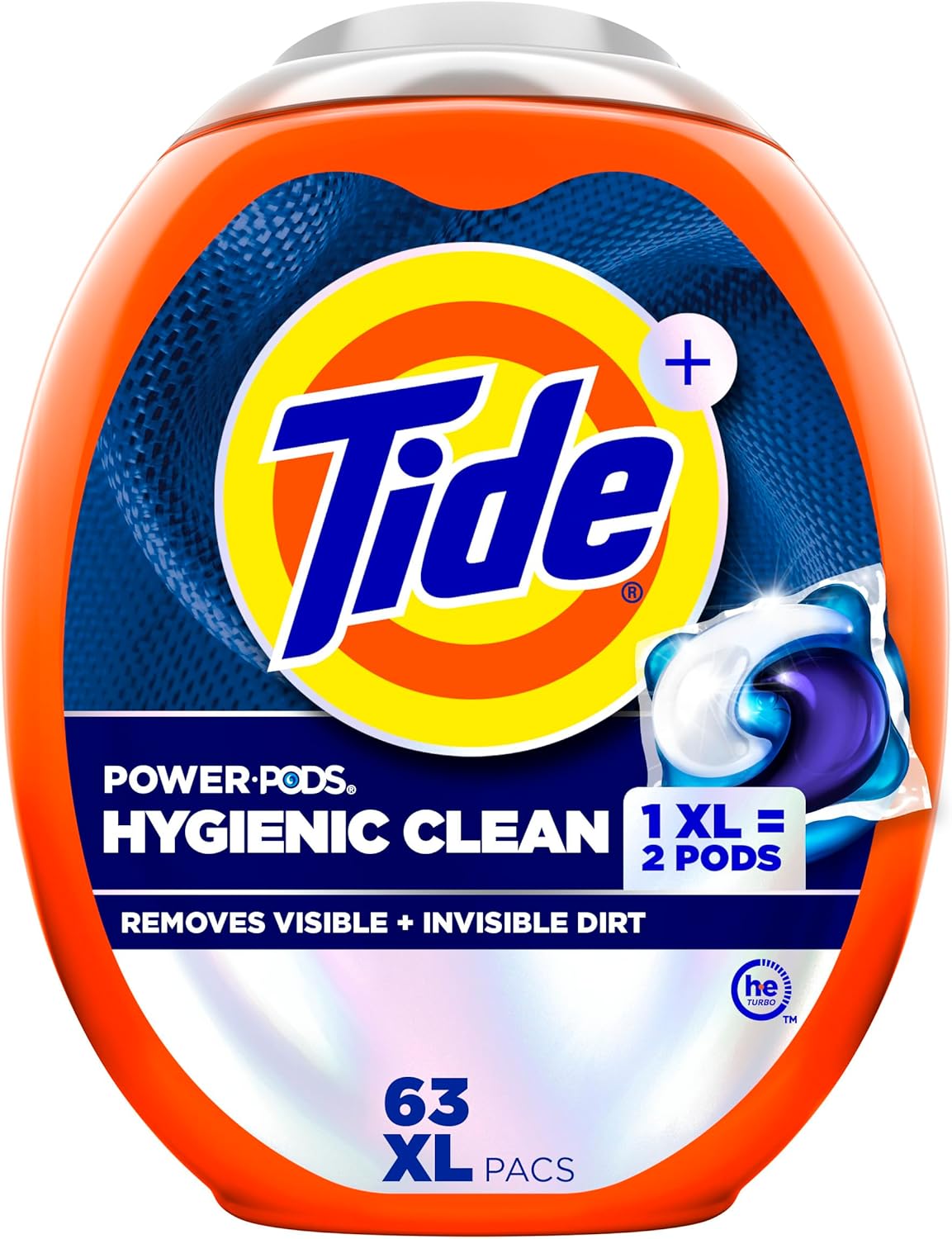 Tide Hygienic Clean Power PODS Laundry Detergent Pacs, Original Scent, 63 Count, Removes Visible and Invisible Dirt