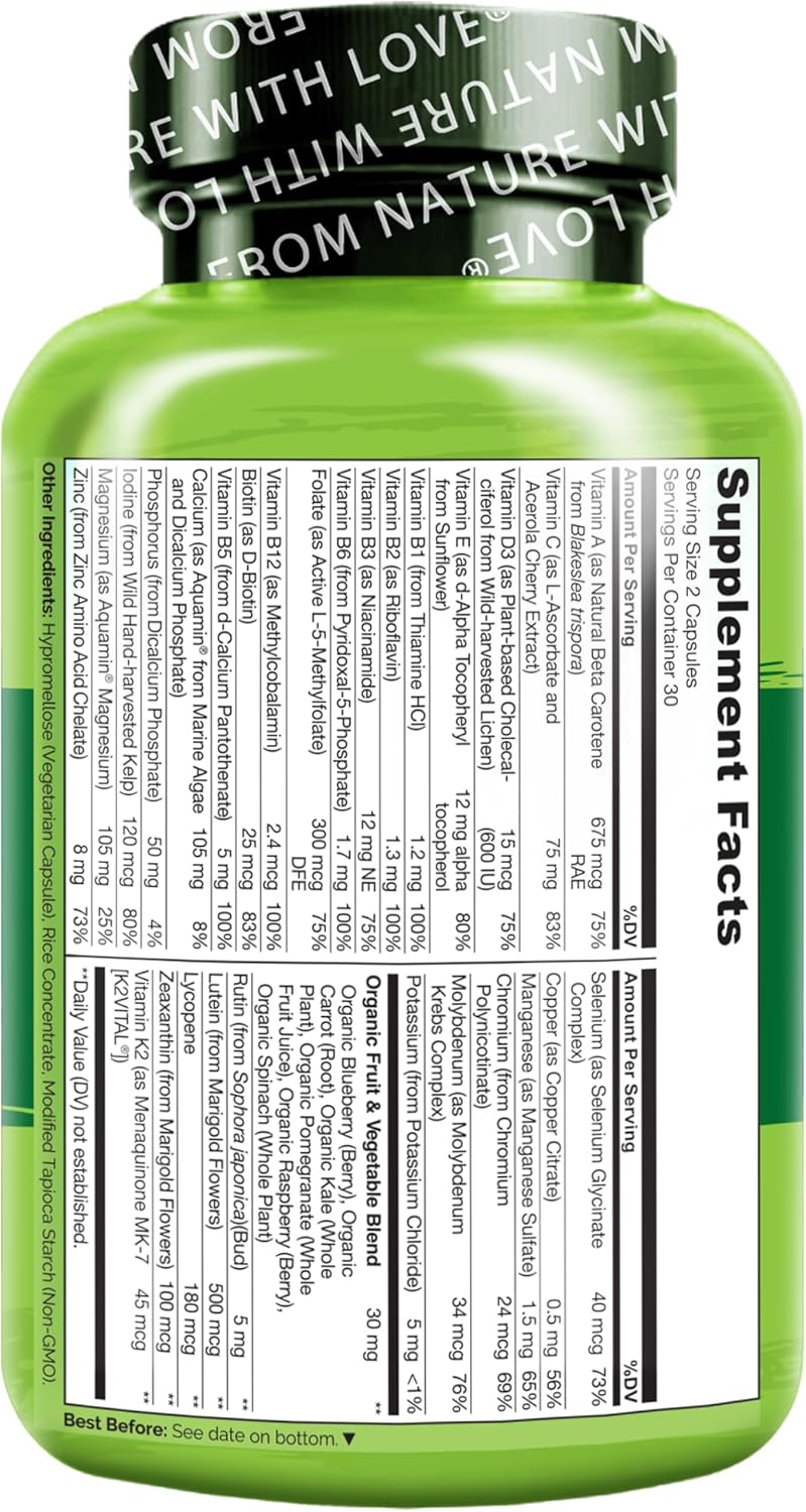 NATURELO Teen Multivitamin - Whole Food Multivitamin for Teenage Boys - Minerals Supplement for Active Kids - with Plant Extracts - Non-GMO - Vegan & Vegetarian - 60 Capsules - Image 9