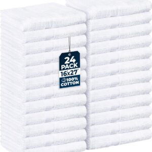 Utopia Towels, Salon Towel, Pack of 24, 16 by 27 Inches, Highly Absorbent Cotton Towels for Hand, Gym, Beauty, Spa, and Home Hair Care, White