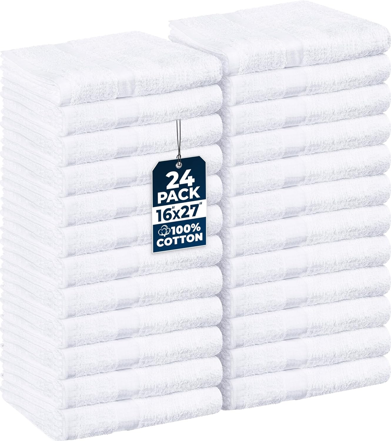 Utopia Towels, Salon Towel, Pack of 24, 16 by 27 Inches, Highly Absorbent Cotton Towels for Hand, Gym, Beauty, Spa, and Home Hair Care, White