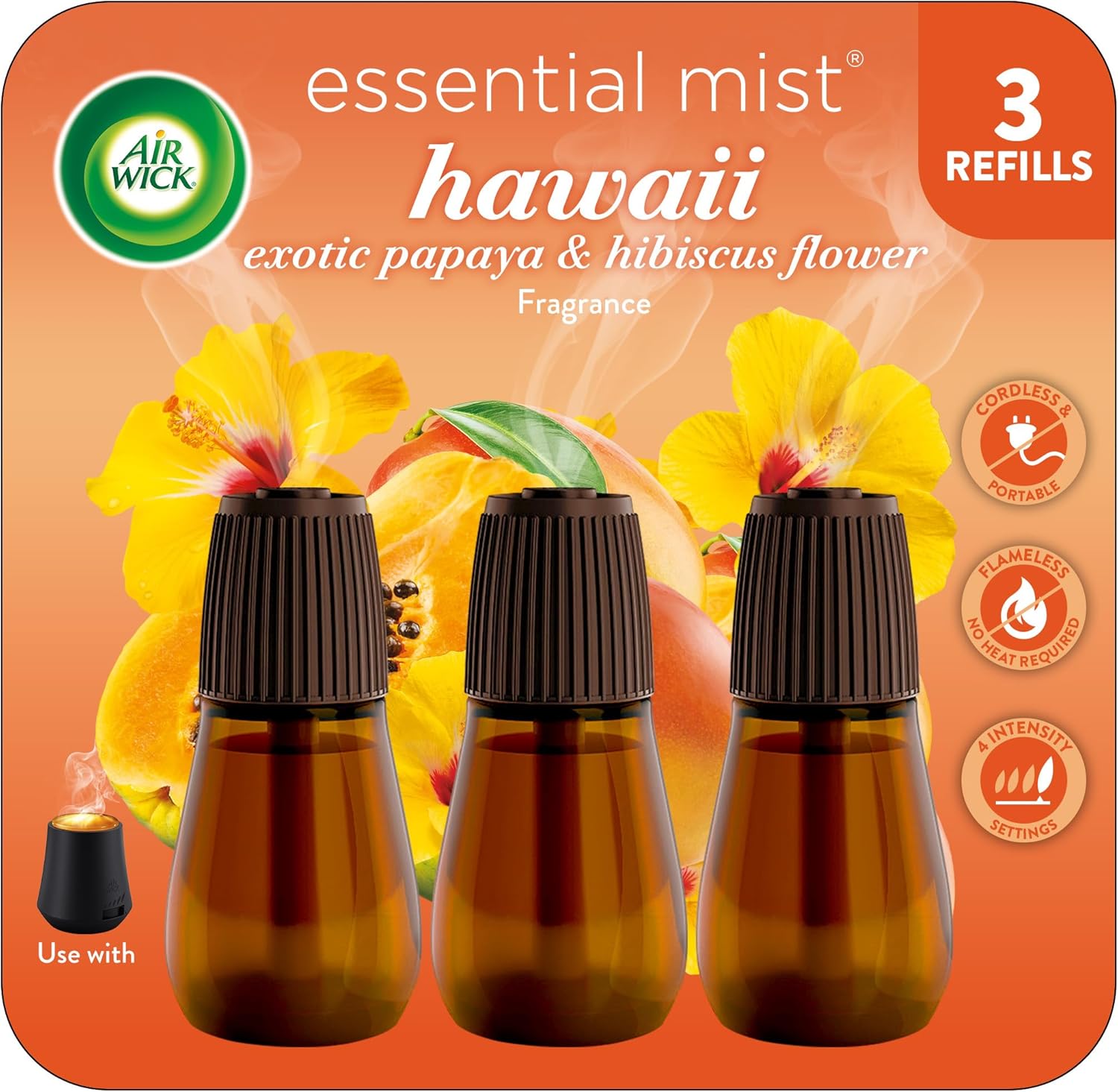 Air Wick Essential Mist - Refill, Hawaii Exotic Papaya & Hibiscus Flower, 3 Count