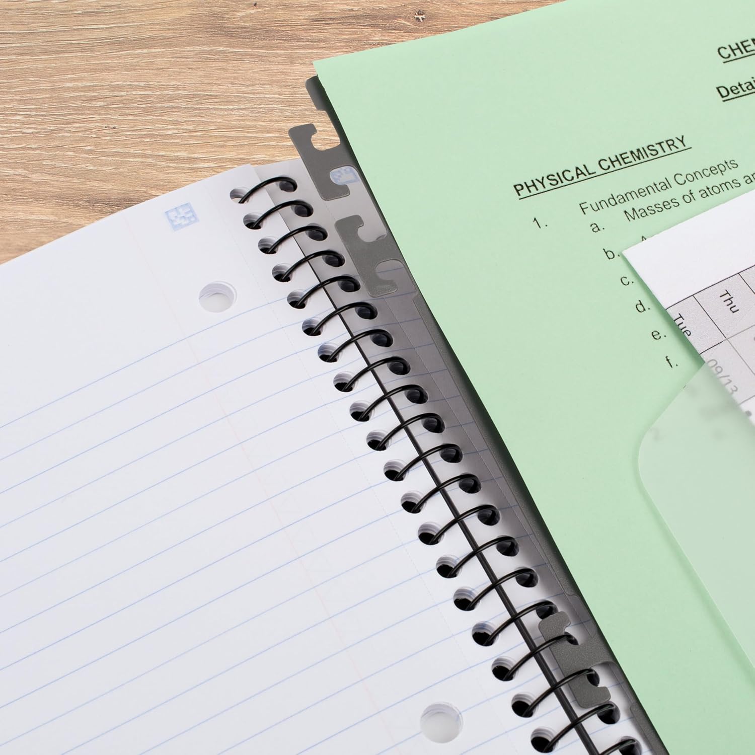 Five Star Advance Spiral Notebook + Study App, 1 Subject, College Ruled Paper, 8-1/2" x 11", 100 Sheets, Spiral Guard, Movable Tabbed Dividers, Seaglass Green (820012C-ECM) - Image 5