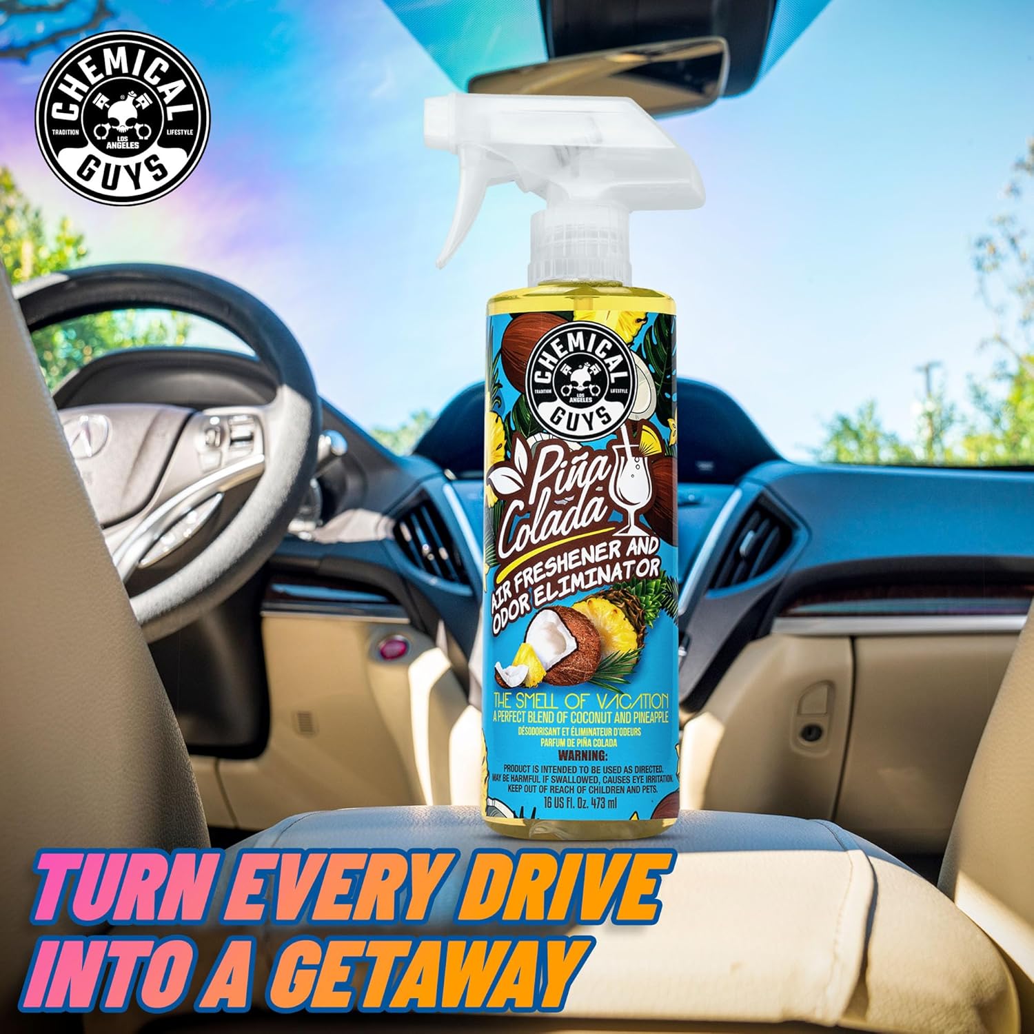 Chemical Guys AIR22916 Pina Colada Air Freshener and Odor Eliminator, (Great for Cars, Trucks, SUVs, RVs, Home, Office, Dorm Room & More) 16 fl oz - Image 3