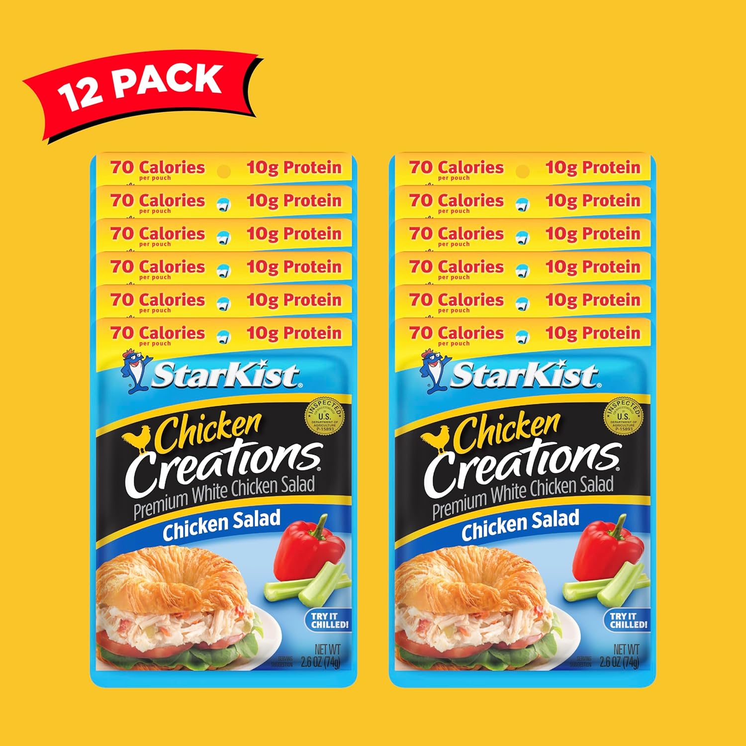 StarKist Chicken Creations Chicken Salad Pouch (2.6 oz - 12 Pack) Fully Cooked White Meat, 10g Protein Per Serving, Gluten Free, Soy Free, No Draining, Ready to Eat for Salad and Sandwiches - Image 5