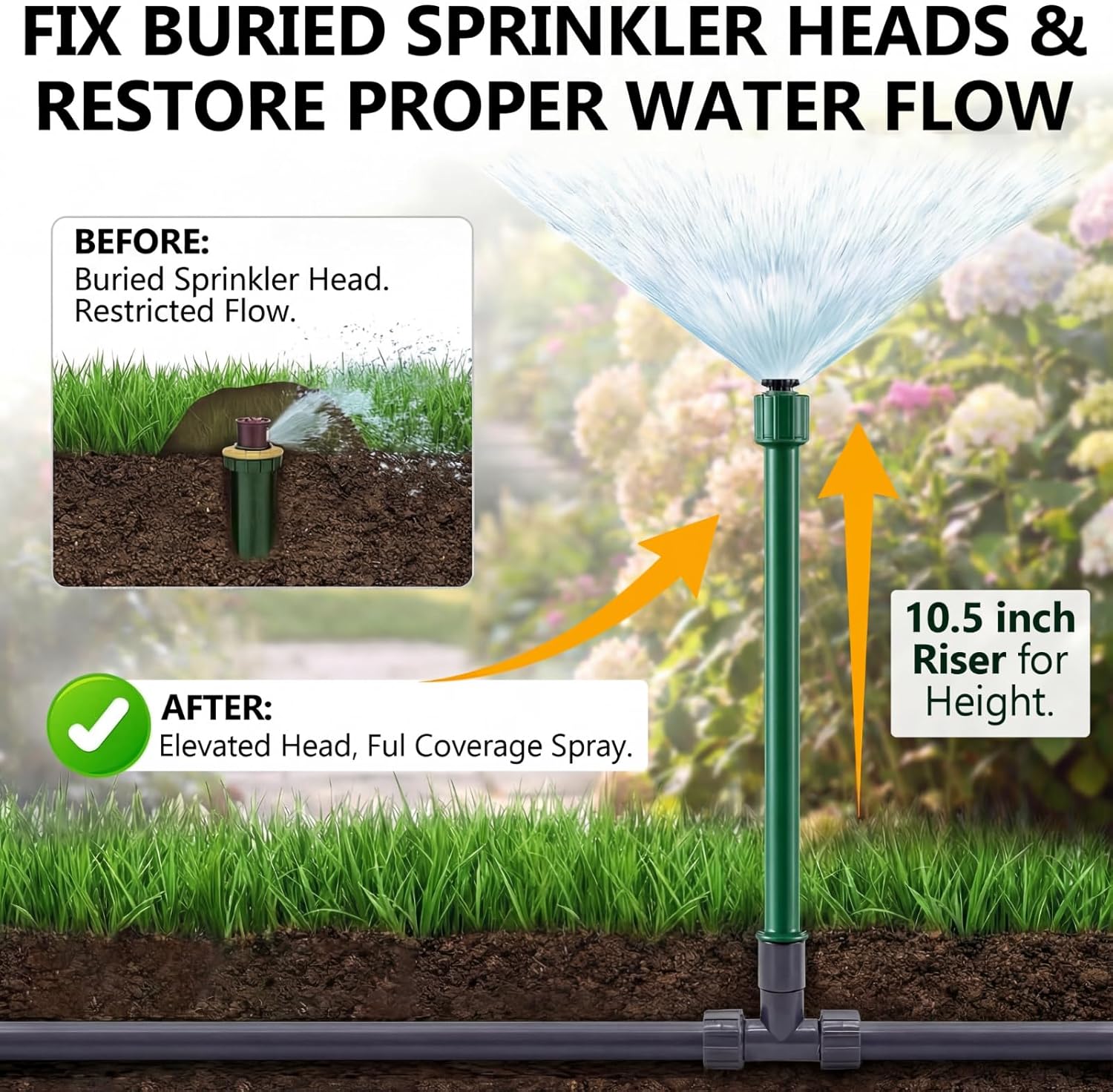 Sprinkler Extension Risers, 1/2" Male to Female Stackable Sprinkler Riser Extensions for Raising Sprinklers Heads, Irrigation Riser Tubes for Lawn, Garden Beds, Tall Plants(10 Pack,9.8 Inch) - Image 5