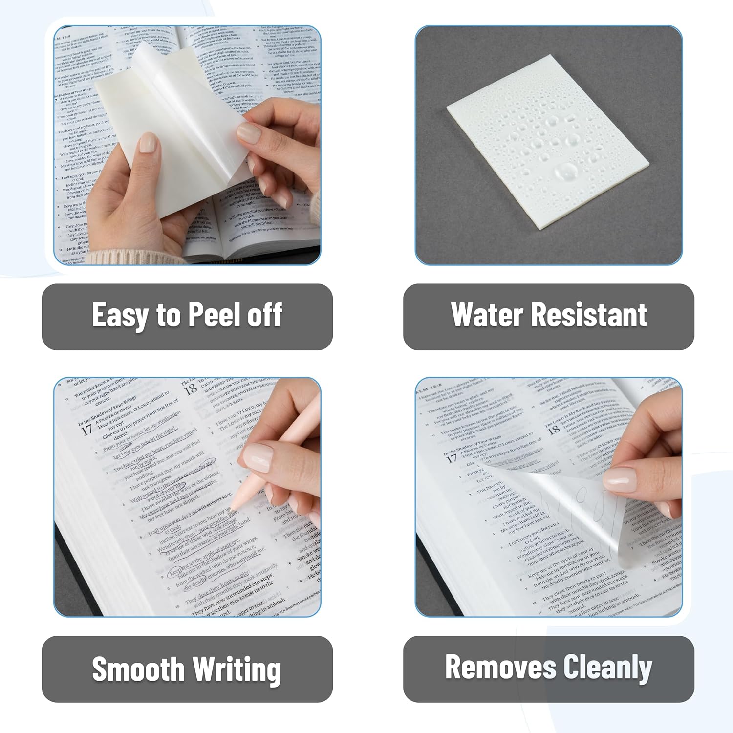 Mr. Pen- Transparent Sticky Notes Set, 1000 Sheets, 6 Sizes, Waterproof Transparent Sticky Note Pads for Bible Study, Annotating Books, Office, School, Planning, Journaling & Organization - Image 5