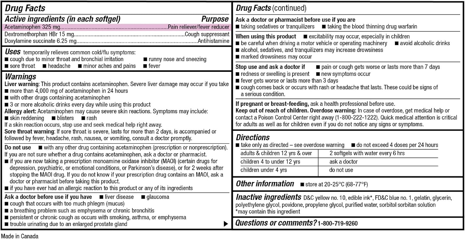 GoodSense Nighttime Cold & Flu Softgels, Relieves Aches and Pains Related to Cold & Flu, 24 Count (Pack of 1) - Image 4