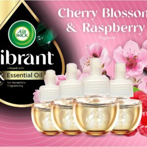 Air Wick Plug-In Scented Oil Refills, 4 Count, Cherry Blossom & Raspberry, Air Fresheners, Essential Oils