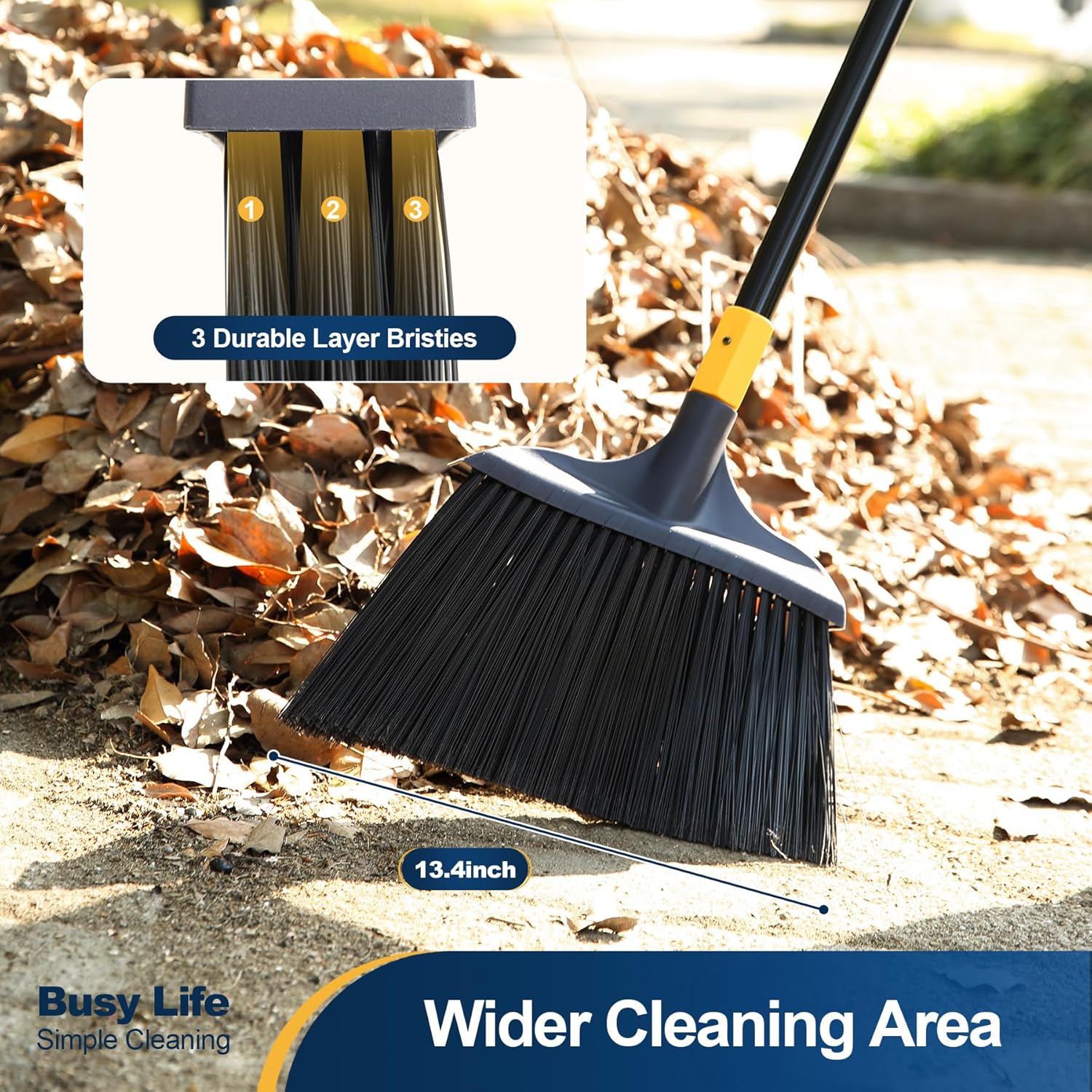 Yocada Heavy-Duty Broom Outdoor Commercial for Courtyard Garage Lobby Mall Market Floor Home Kitchen Room Office Pet Hair Rubbish 54Inch - Image 5