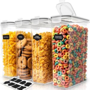 Utopia Kitchen Cereal Containers Storage Set – 4 Pack 4L(135.2 oz) Airtight Food Storage Containers with Lids, BPA-Free Cereal Dispensers for Pantry Organization and Storage (Clear)